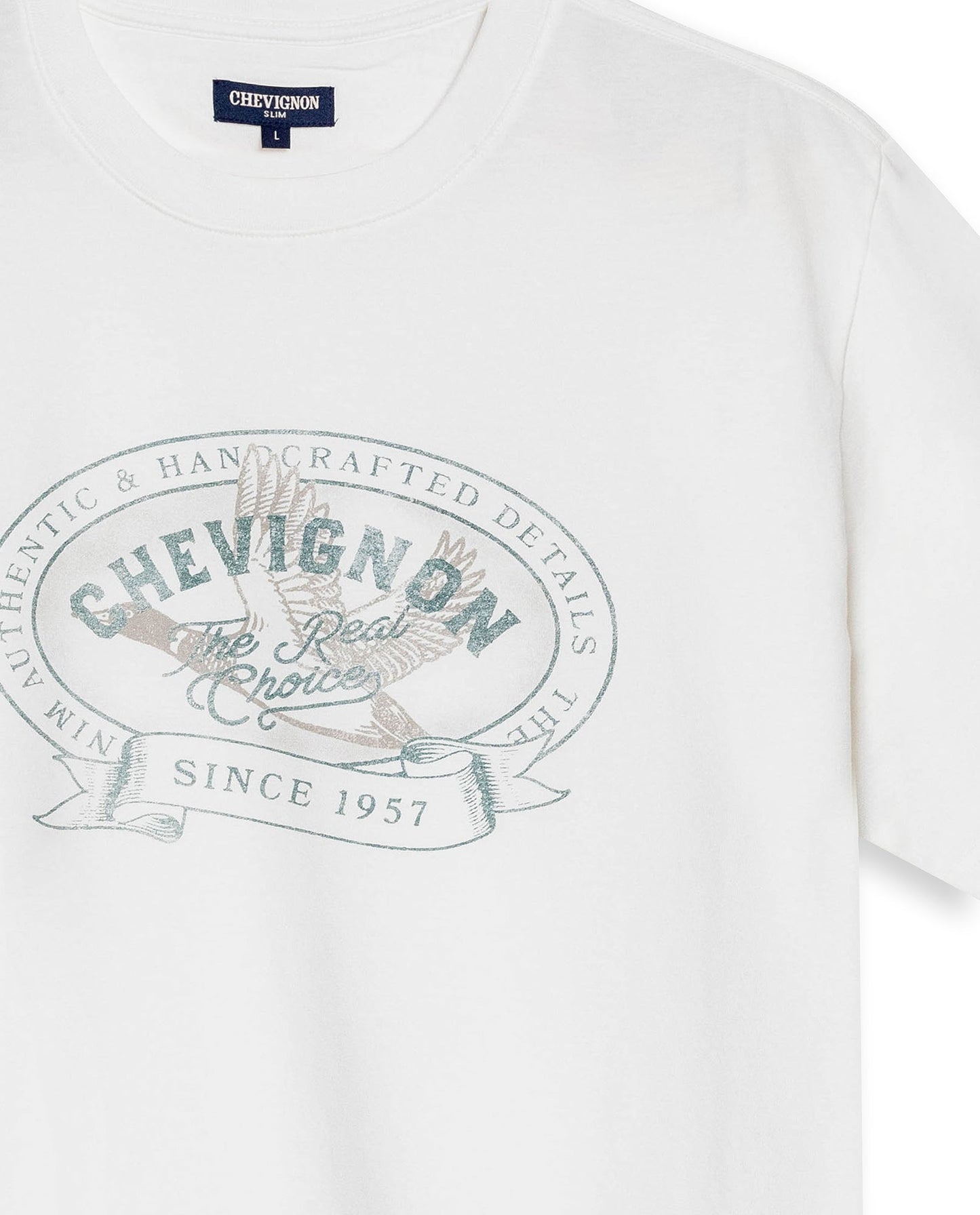 Men's T-Shirt Slim Fit Short Sleeve Cotton Jersey Medium Weight Front Localized Graphic - Raw