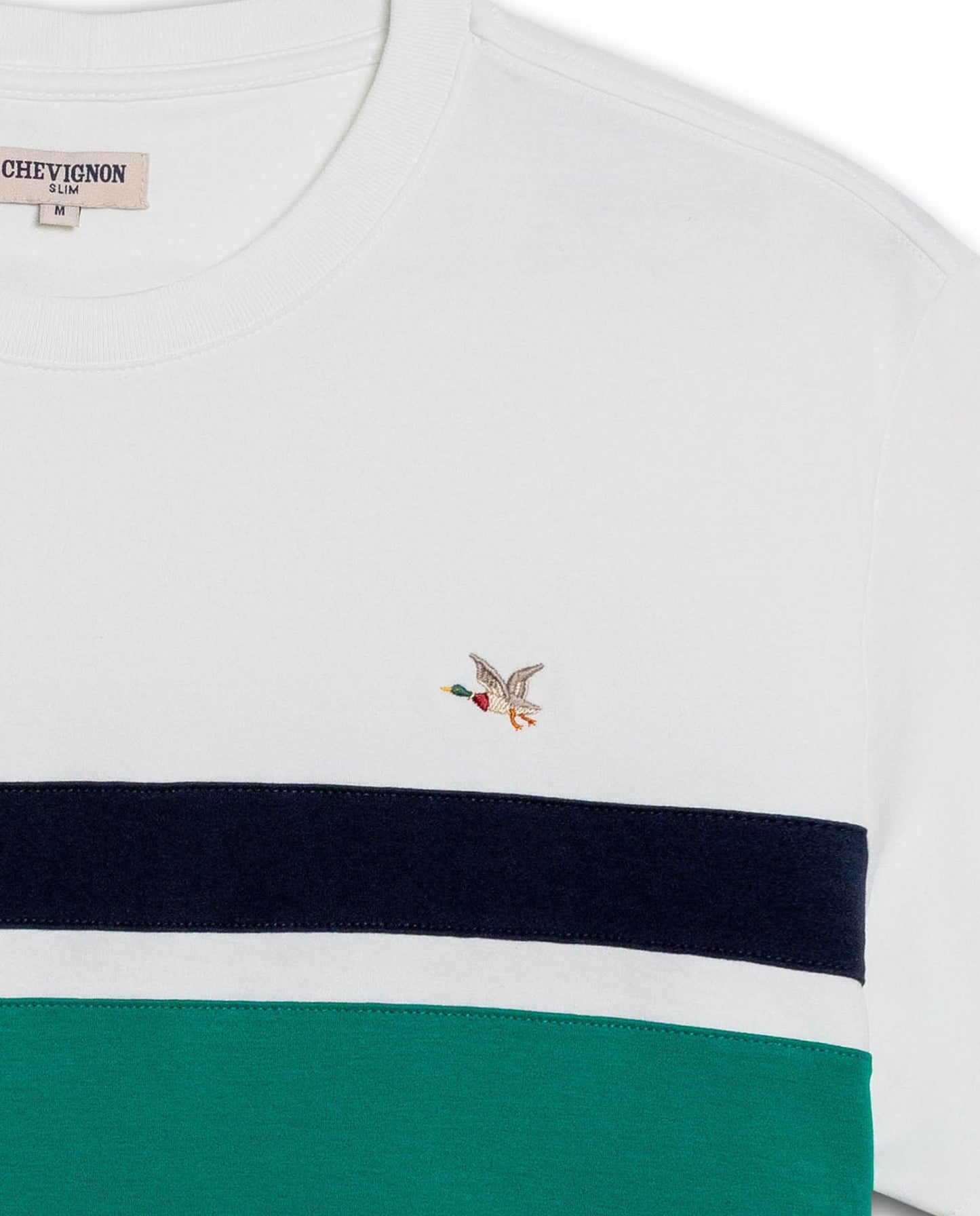 Men's T-Shirt Slim Fit Short Sleeve Cotton Jersey Normalized Varsity Color Blocks Tone on Tone Duck - Raw