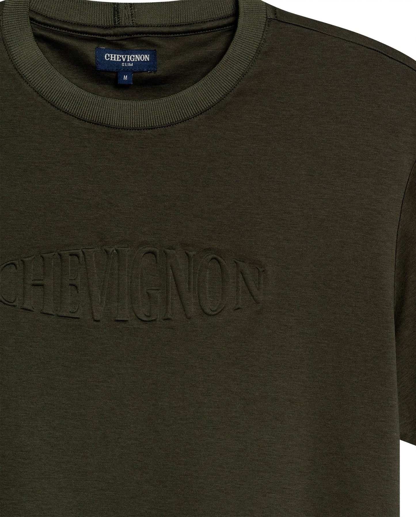 Men's T-Shirt Slim Fit Short Sleeve Modal Cotton Embossed Relief Graphic Touch - Green