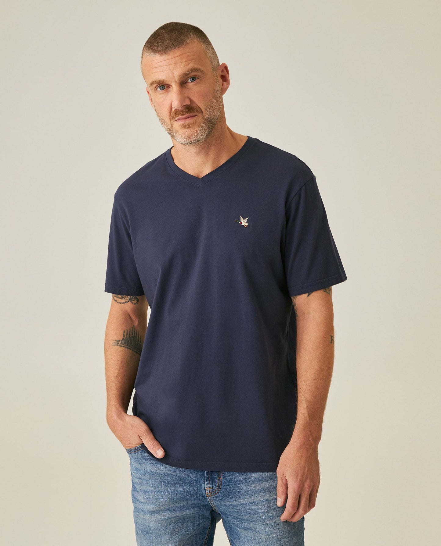Men's Slim Fit V-Neck T-Shirt - Blue