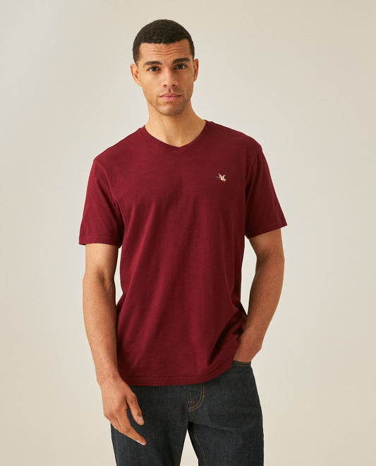 Men's Slim Fit V-Neck T-Shirt - Red