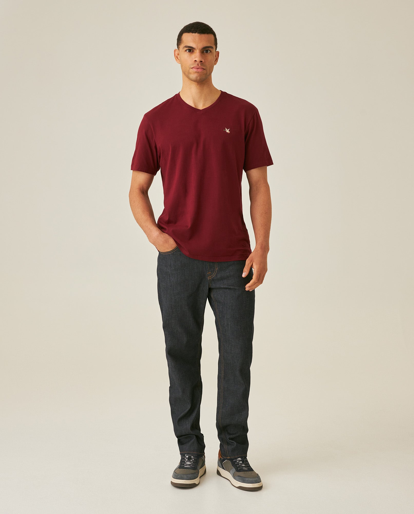 Men's Slim Fit V-Neck T-Shirt - Red
