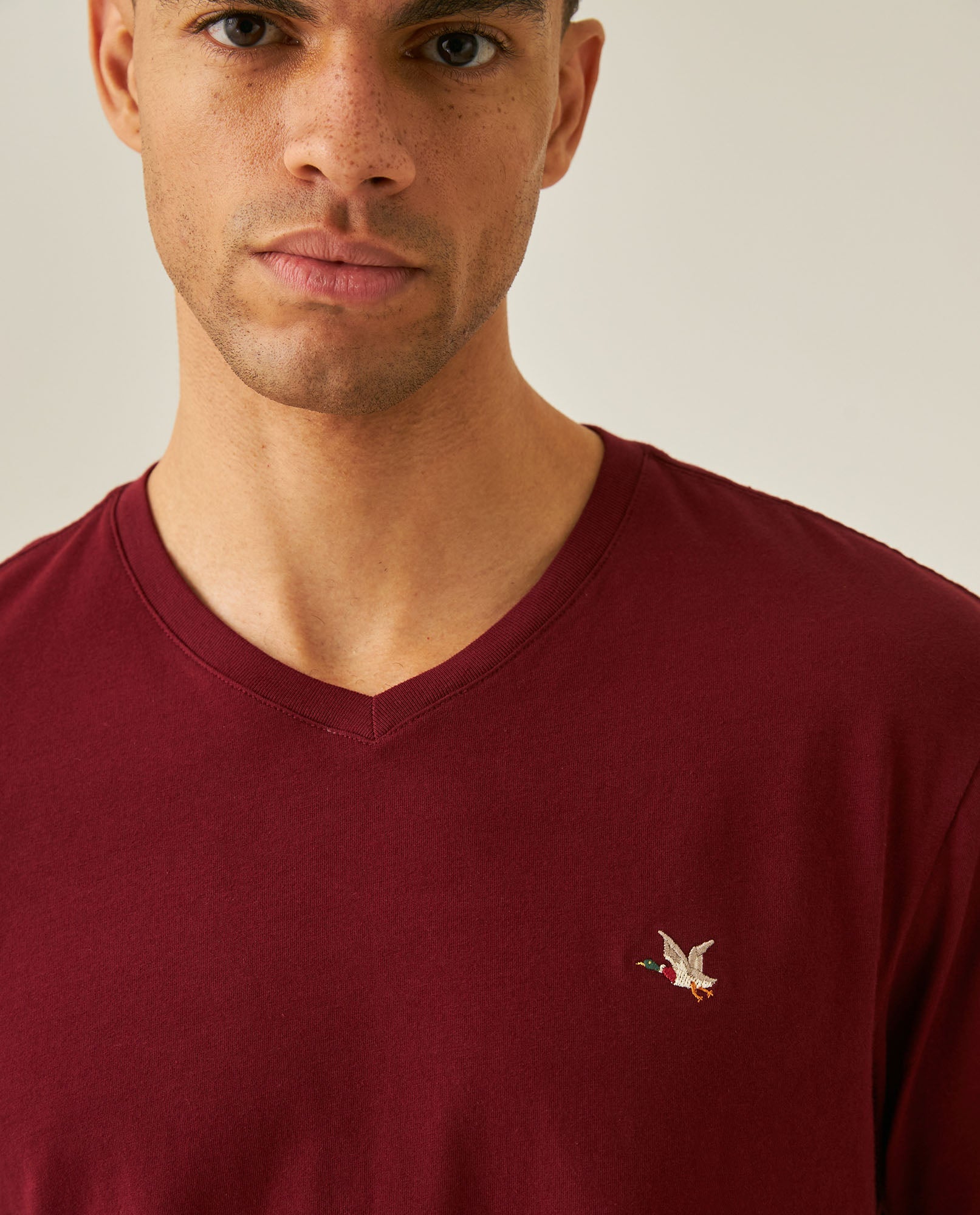 Men's Slim Fit V-Neck T-Shirt - Red
