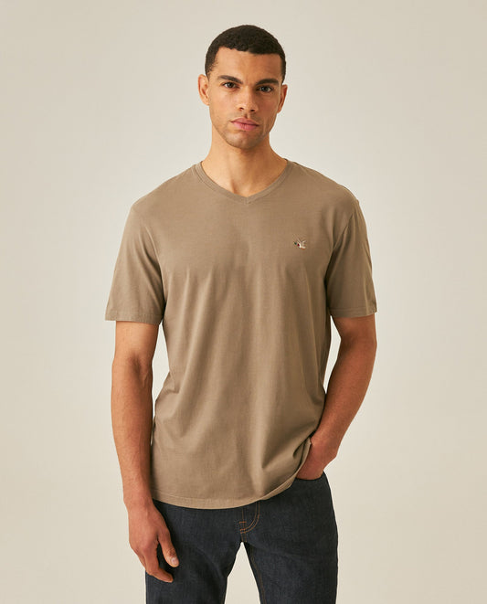 Men's Slim Fit V-Neck T-Shirt - Khaki