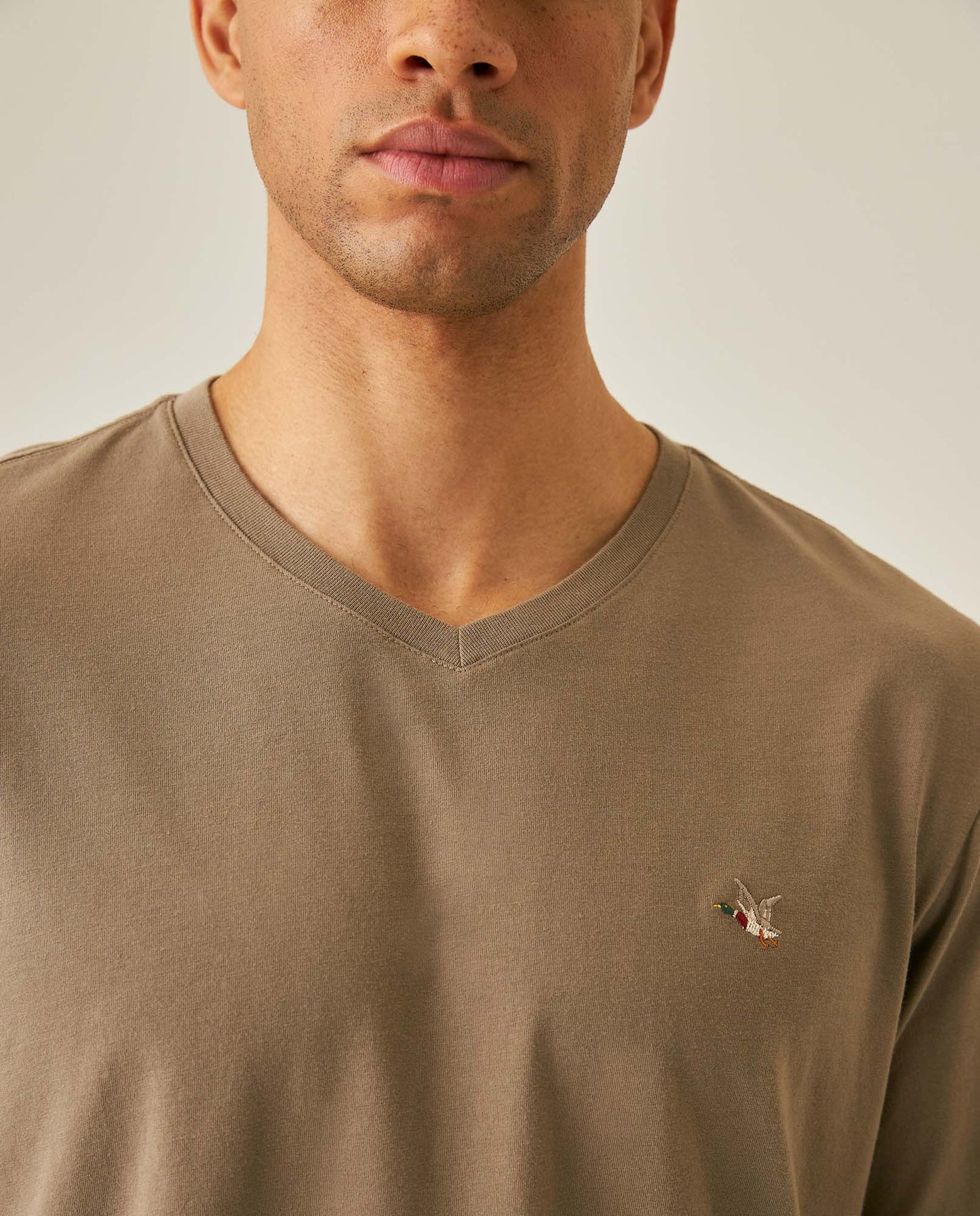 Men's Slim Fit V-Neck T-Shirt - Khaki