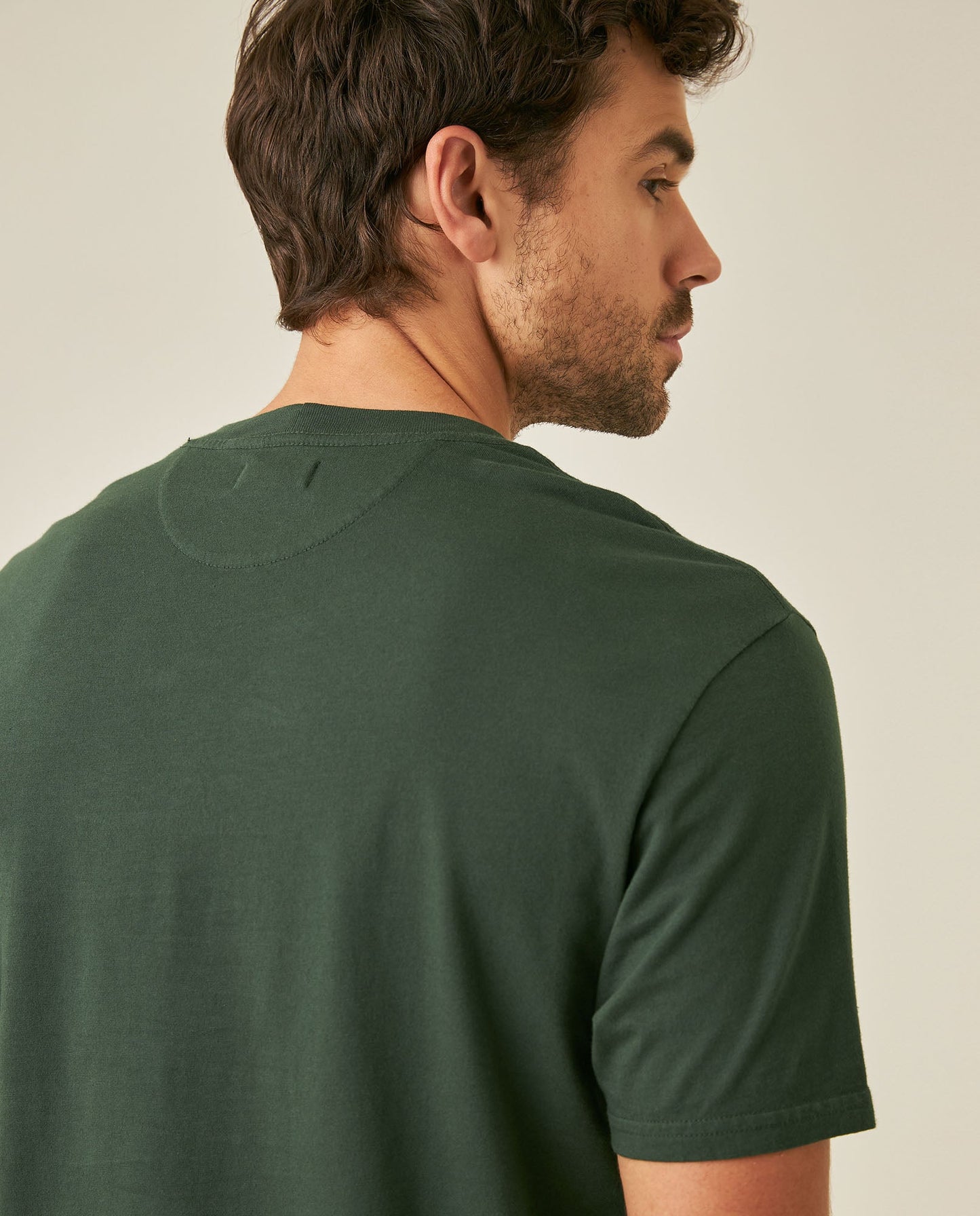 Men's T-Shirt Slim Fit Short Sleeve Crewneck Cotton Vibrant Embroidered Duck Heart Point Chest - Dark Green