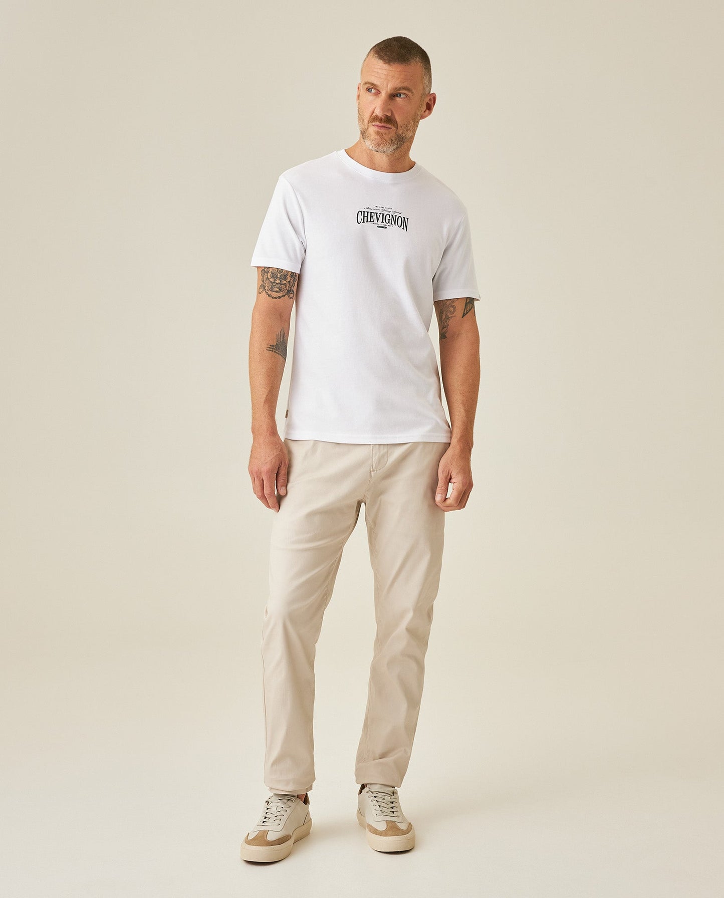 Men's T-Shirt Slim Fit Short Sleeve Cotton Polyester High Density Graphic Center Print Tactile Relief - White