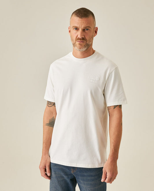 Men's T-Shirt Classic Fit Short Sleeve Cotton Elastane Piqué-Honeycomb Fabric Localized Graphic Red Vent Details - Raw
