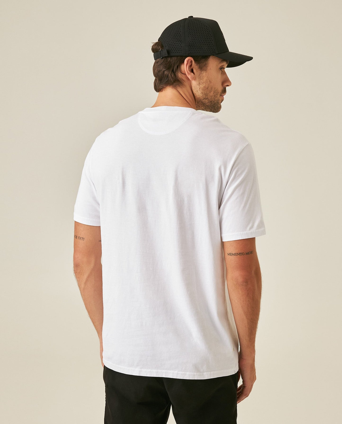 Men's T-Shirt Classic Fit Short Sleeve Cotton Jersey Normalized Patch-Style Graphics - White