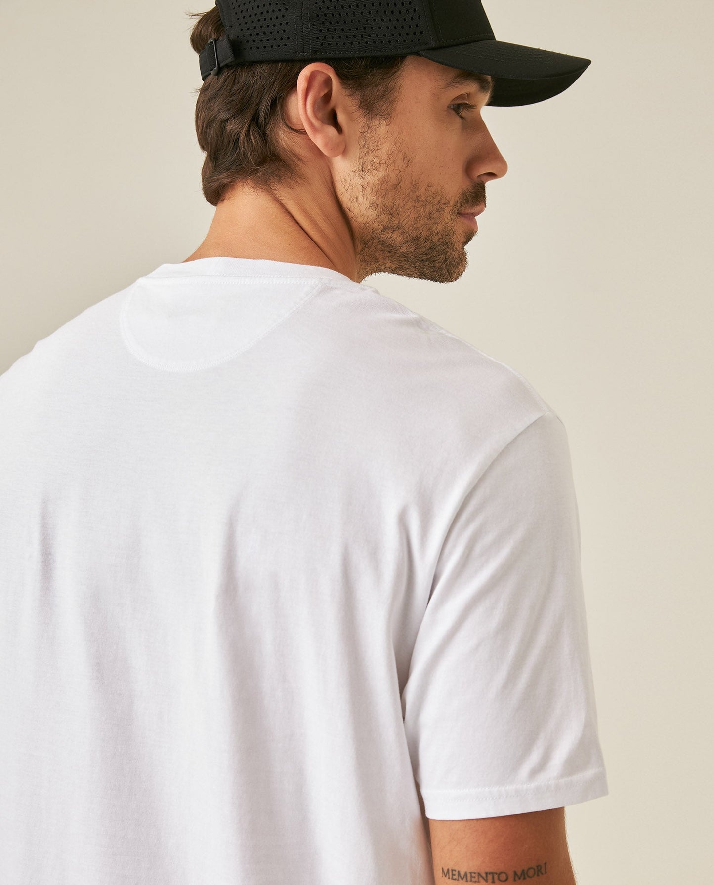 Men's T-Shirt Classic Fit Short Sleeve Cotton Jersey Normalized Patch-Style Graphics - White