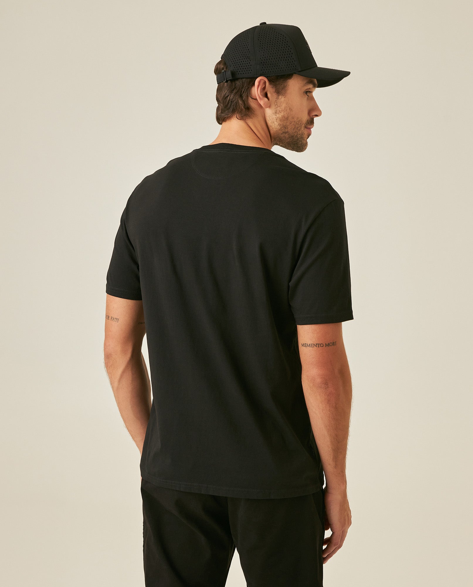 Men's T-Shirt Classic Fit Short Sleeve Cotton Jersey Normalized Patch-Style Graphics - Black
