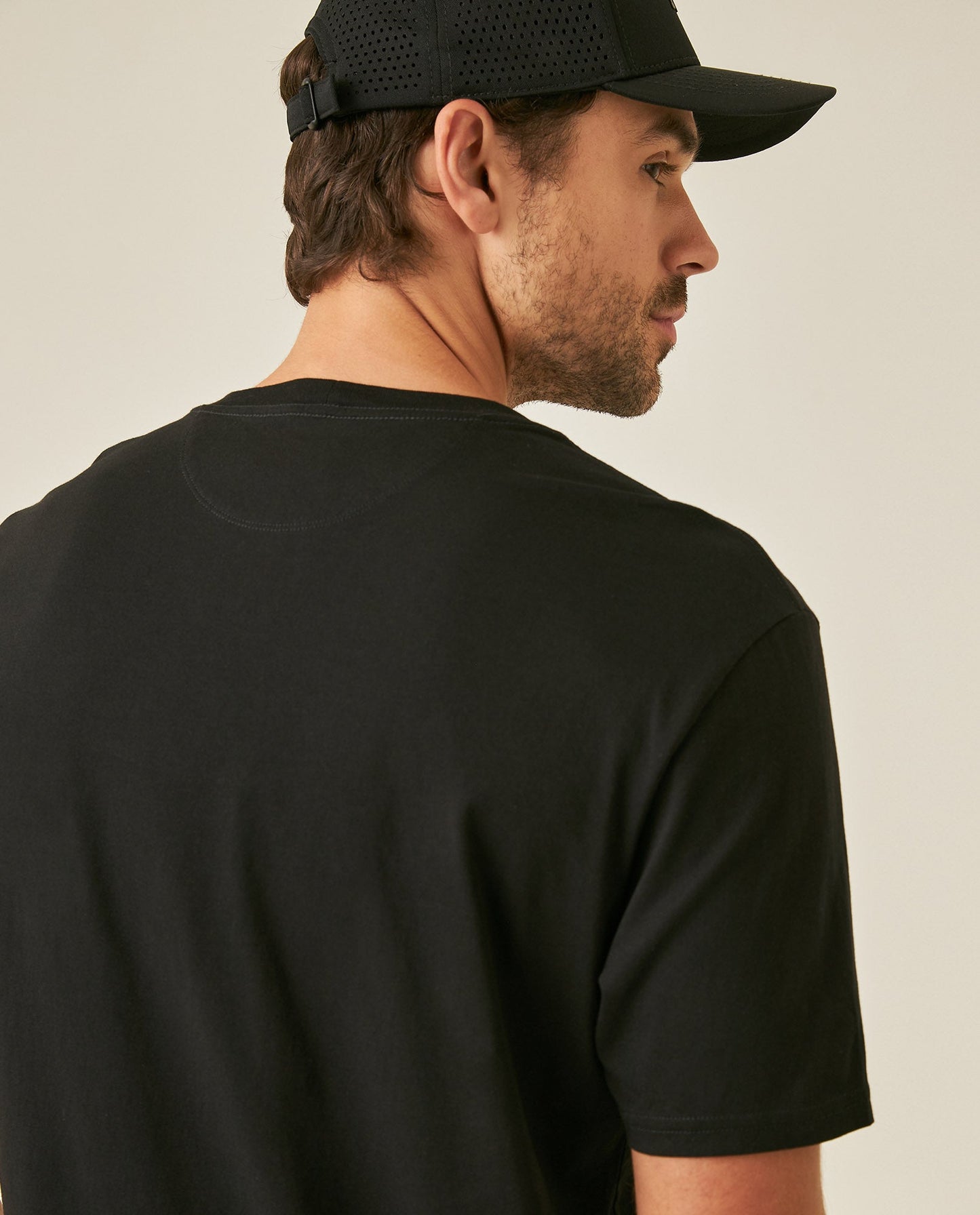 Men's T-Shirt Classic Fit Short Sleeve Cotton Jersey Normalized Patch-Style Graphics - Black