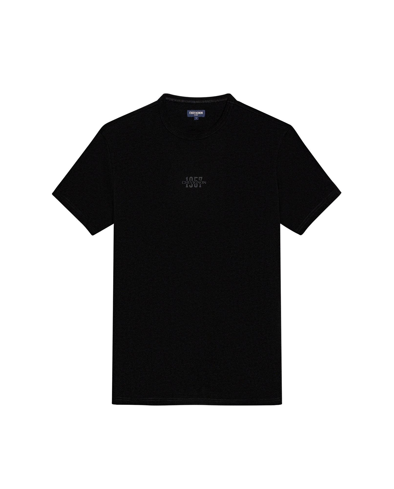 Men's T-Shirt Slim Fit Short Sleeve Cotton Jersey Heavy Mini Central High Density Graphic - Black