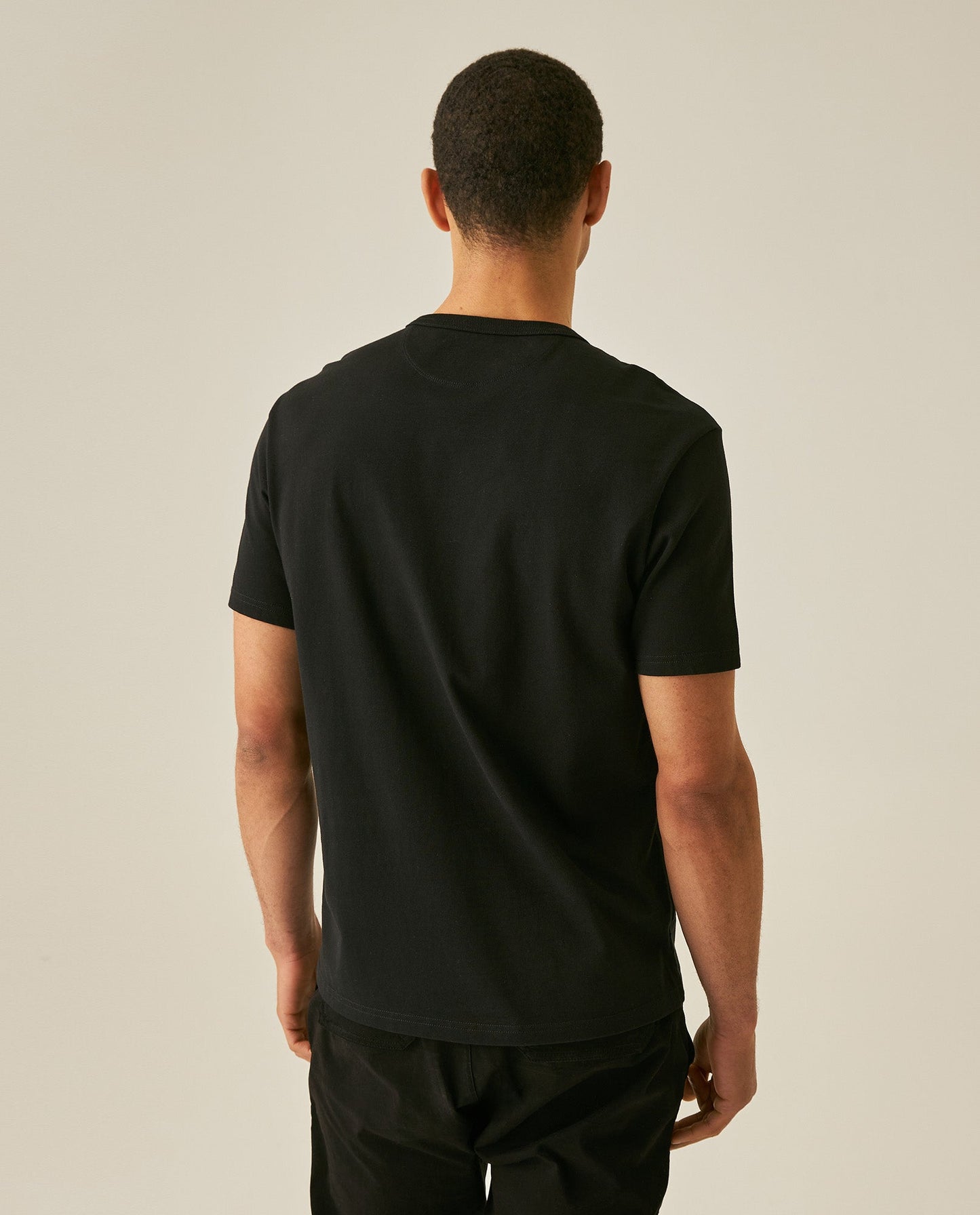 Men's T-Shirt Slim Fit Short Sleeve Cotton Jersey Heavy Mini Central High Density Graphic - Black