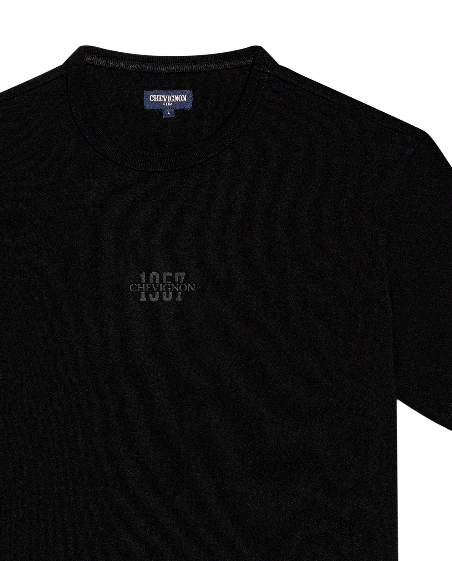 Men's T-Shirt Slim Fit Short Sleeve Cotton Jersey Heavy Mini Central High Density Graphic - Black