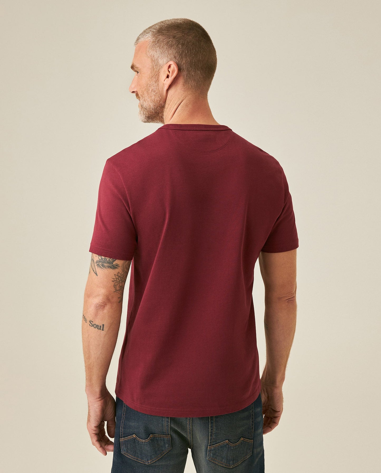 Men's T-Shirt Slim Fit Short Sleeve Cotton Jersey Heavy Mini Central High Density Graphic - Red