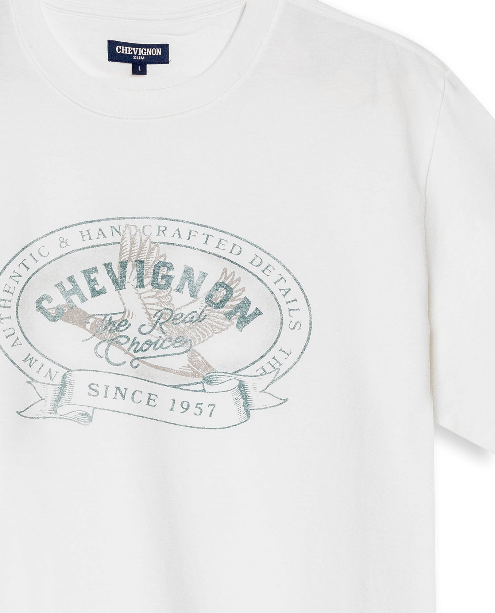 Men's T-Shirt Slim Fit Short Sleeve Cotton Jersey Medium Weight Front Localized Graphic - Raw