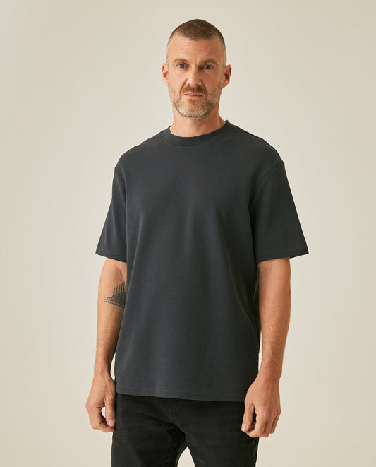 Men's T-Shirt Classic Fit Short Sleeve Cotton Polyester Waffle Texture Distinctive Tactile DiMen'sion - Gray