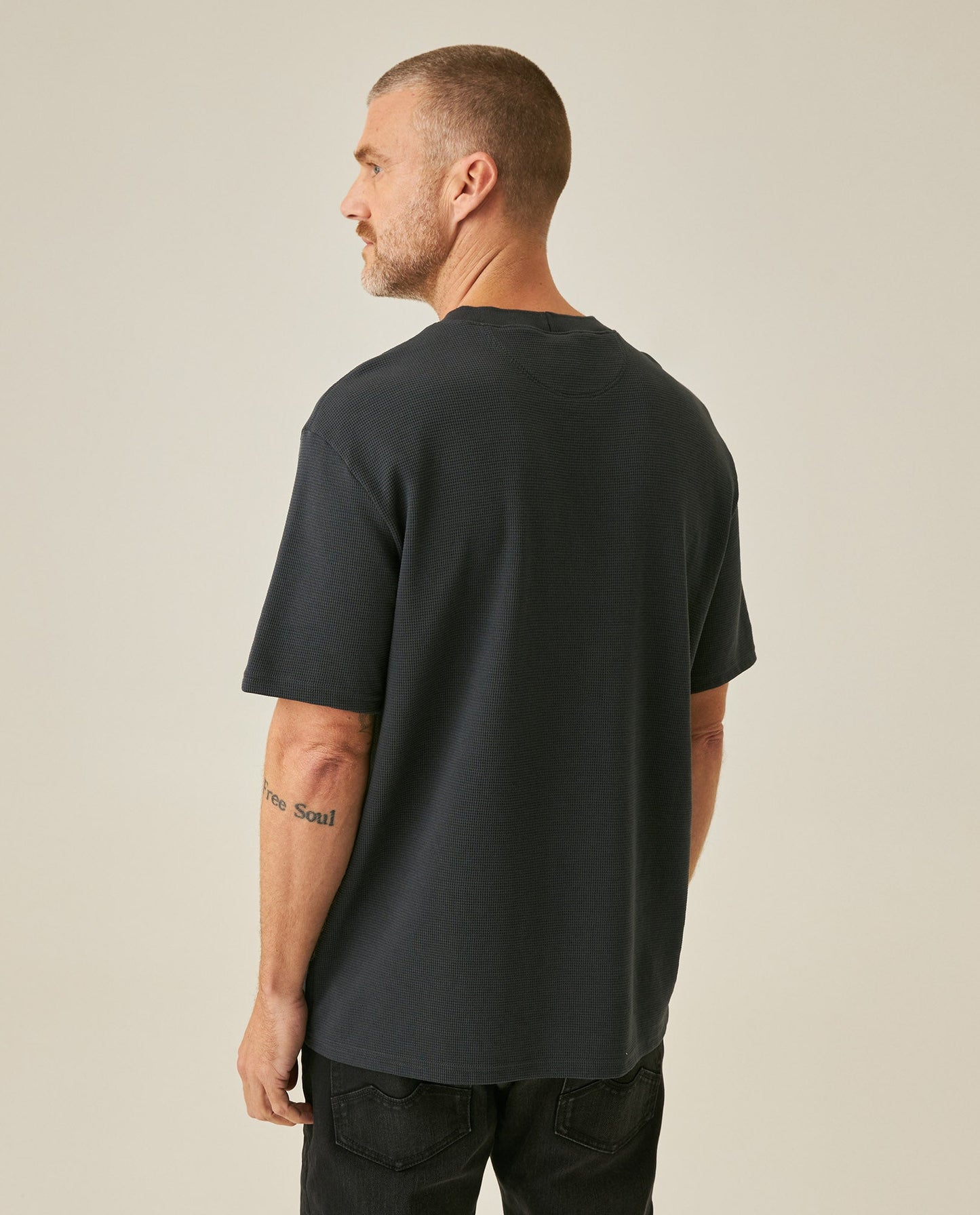 Men's T-Shirt Classic Fit Short Sleeve Cotton Polyester Waffle Texture Distinctive Tactile DiMen'sion - Gray