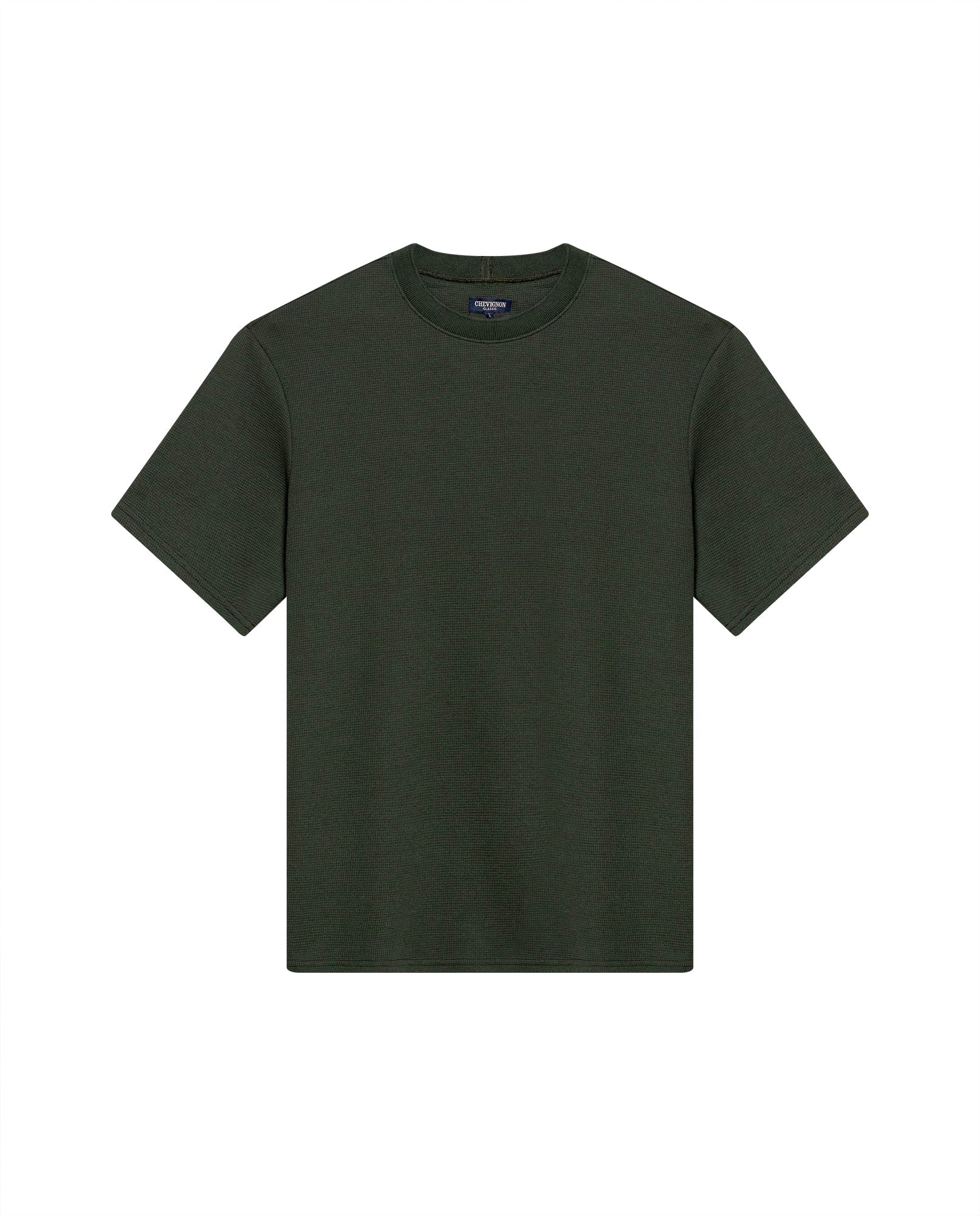 Men's T-Shirt Classic Fit Short Sleeve Cotton Polyester Waffle Texture Distinctive Tactile DiMen'sion - Green