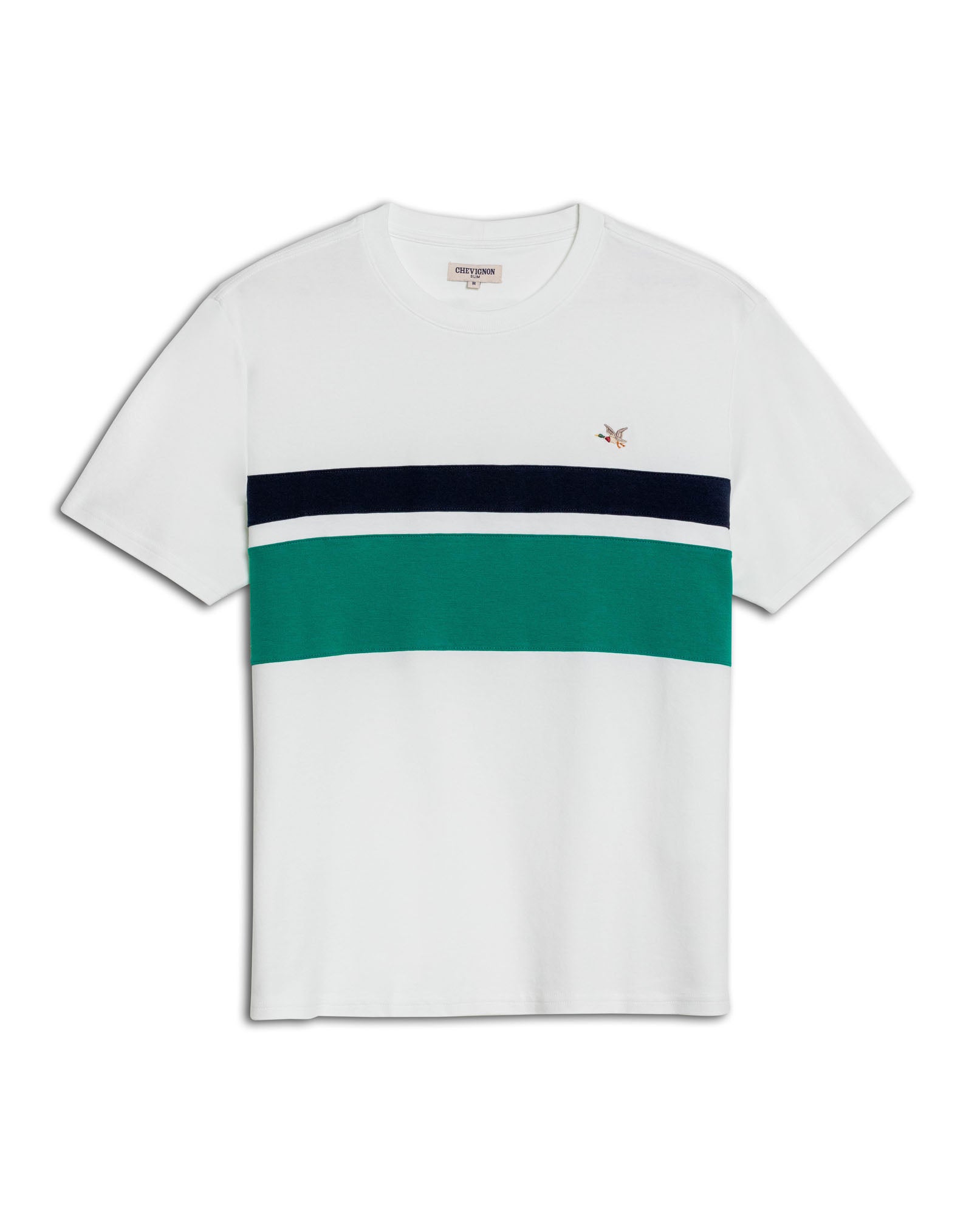 Men's T-Shirt Slim Fit Short Sleeve Cotton Jersey Normalized Varsity Color Blocks Tone on Tone Duck - Raw