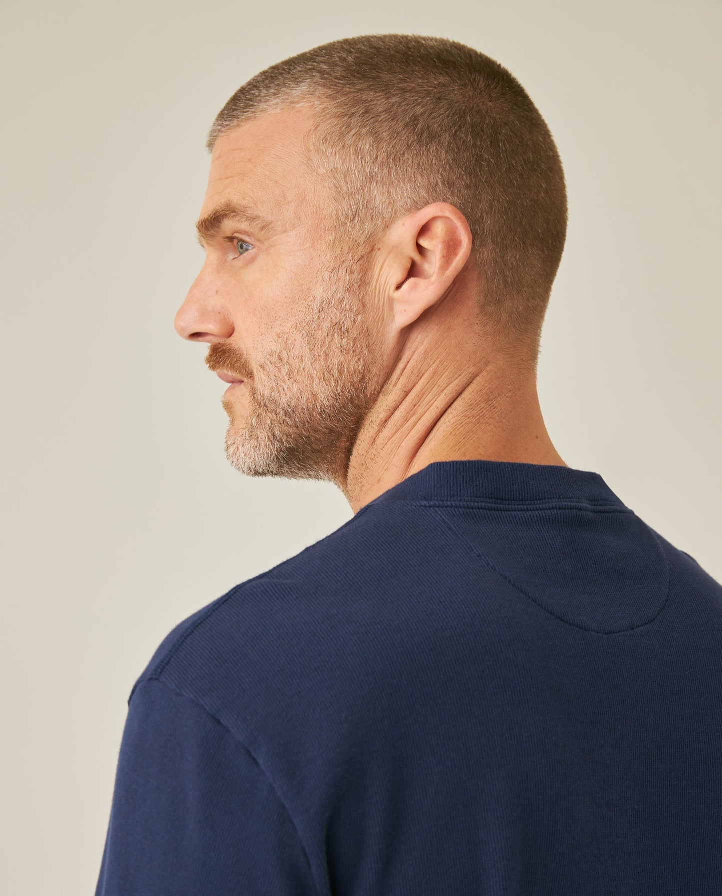 Men's T-Shirt Slim Fit Long Sleeve Henley Collar Cotton Elastane Knitwear Simulation Tone on Tone Buttons - Blue