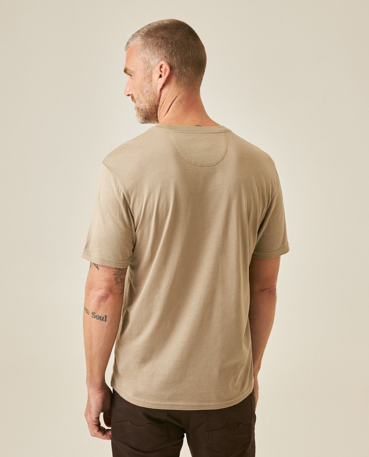 Men's T-Shirt Slim Fit Short Sleeve Crewneck Embroidered Duck Heart Point - Brown