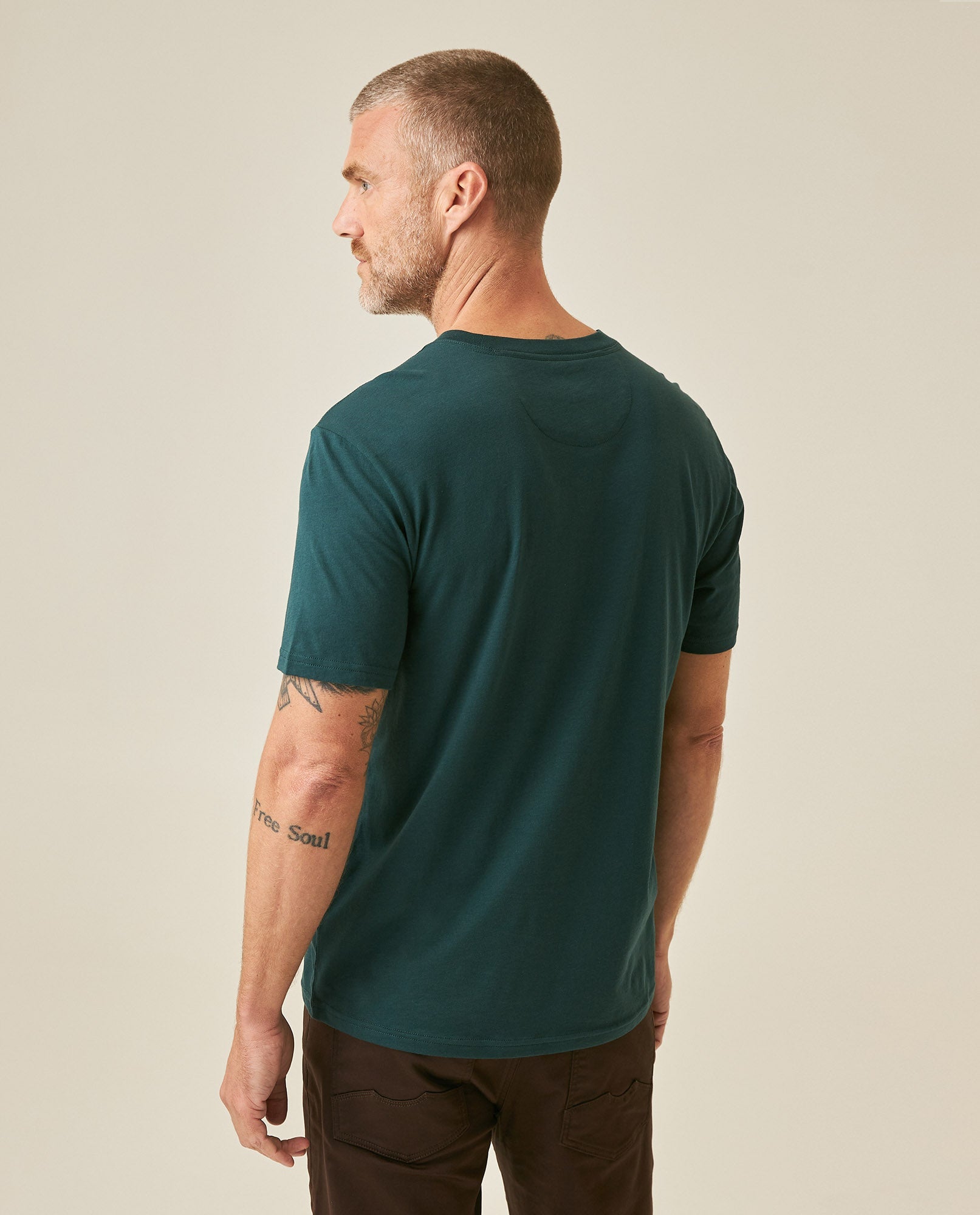 Men's T-Shirt Slim Fit Short Sleeve Crewneck Embroidered Duck Heart Point - Green