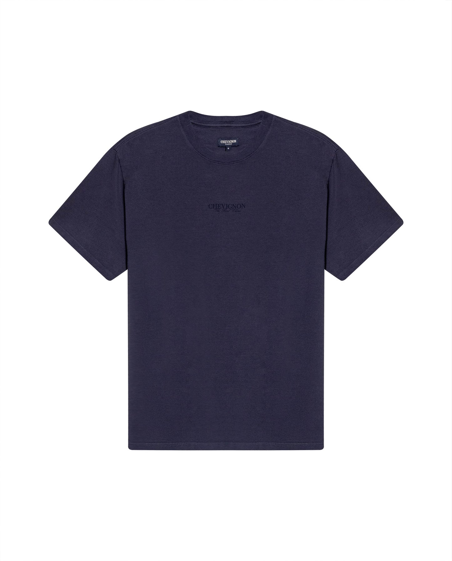 Men's T-Shirt Classic Fit Short Sleeve Cotton Jersey Heavy Washed Front Graphics Back Appliqué - Blue