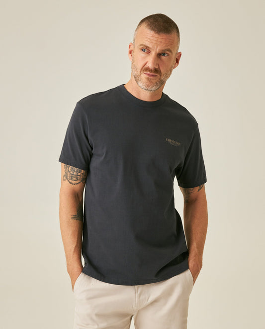 Men's T-Shirt Classic Fit Short Sleeve Cotton Jersey Polonia Rustic Vintage Heart Point Print Back Appliqué - Gray