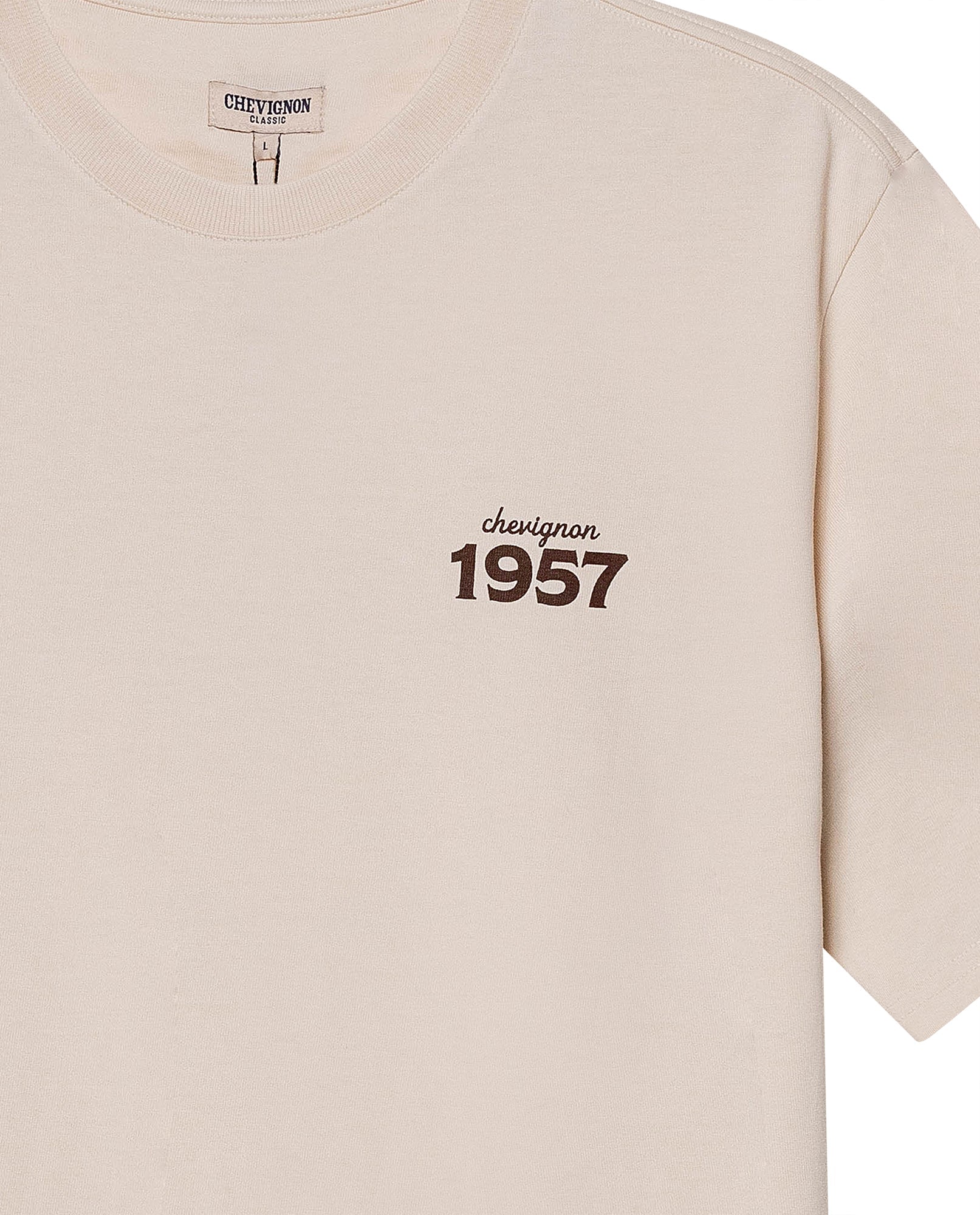 Men's T-Shirt Long Sleeve Classic Fit Cotton Jersey Medium Weight Mixed Typography Front Back - Raw