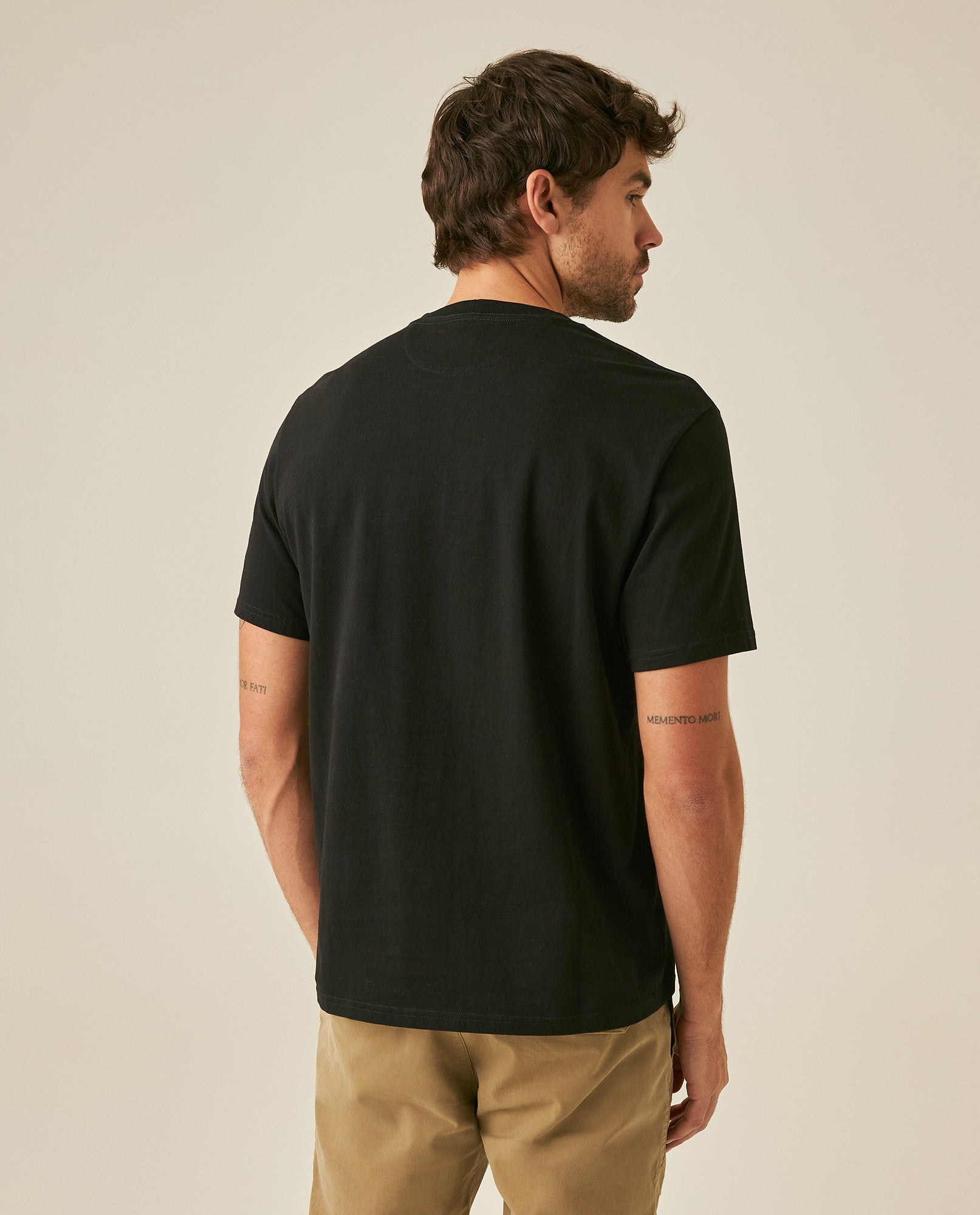 Men's T-Shirt Classic Fit Short Sleeve Crewneck Cotton Jersey Medium Weight Military Camo Aesthetic Chest Graphic - Black
