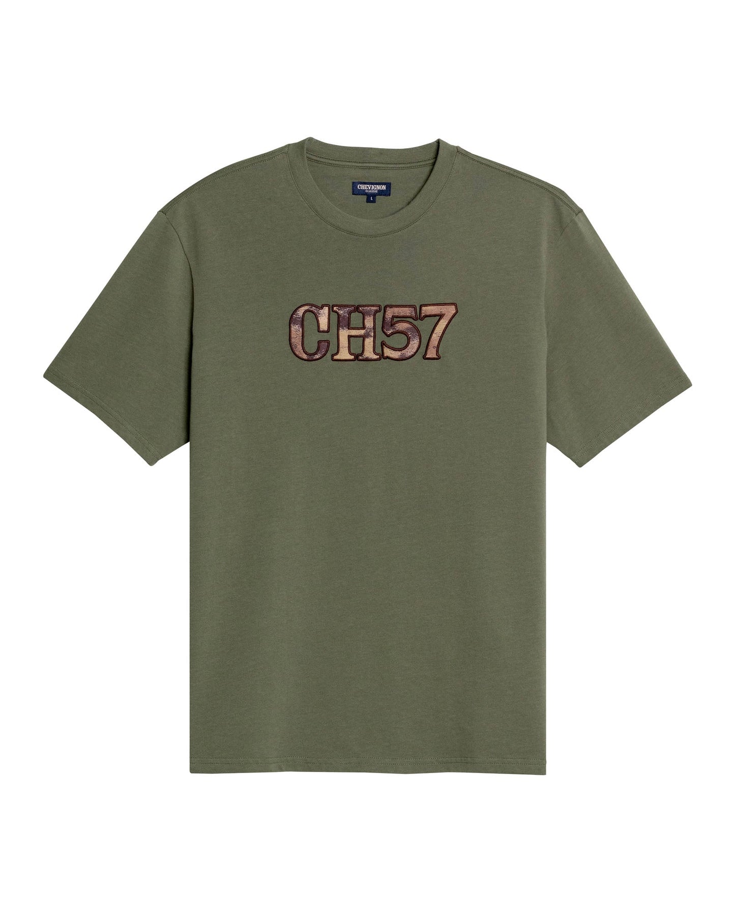 Men's T-Shirt Classic Fit Short Sleeve Crewneck Cotton Jersey Medium Weight Military Camo Aesthetic Chest Graphic - Green