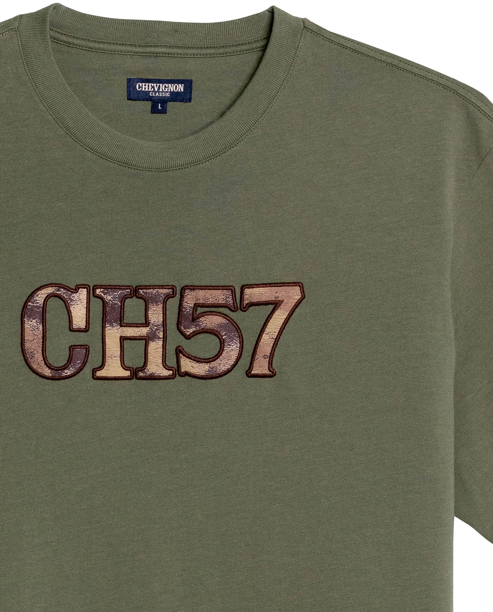 Men's T-Shirt Classic Fit Short Sleeve Crewneck Cotton Jersey Medium Weight Military Camo Aesthetic Chest Graphic - Green