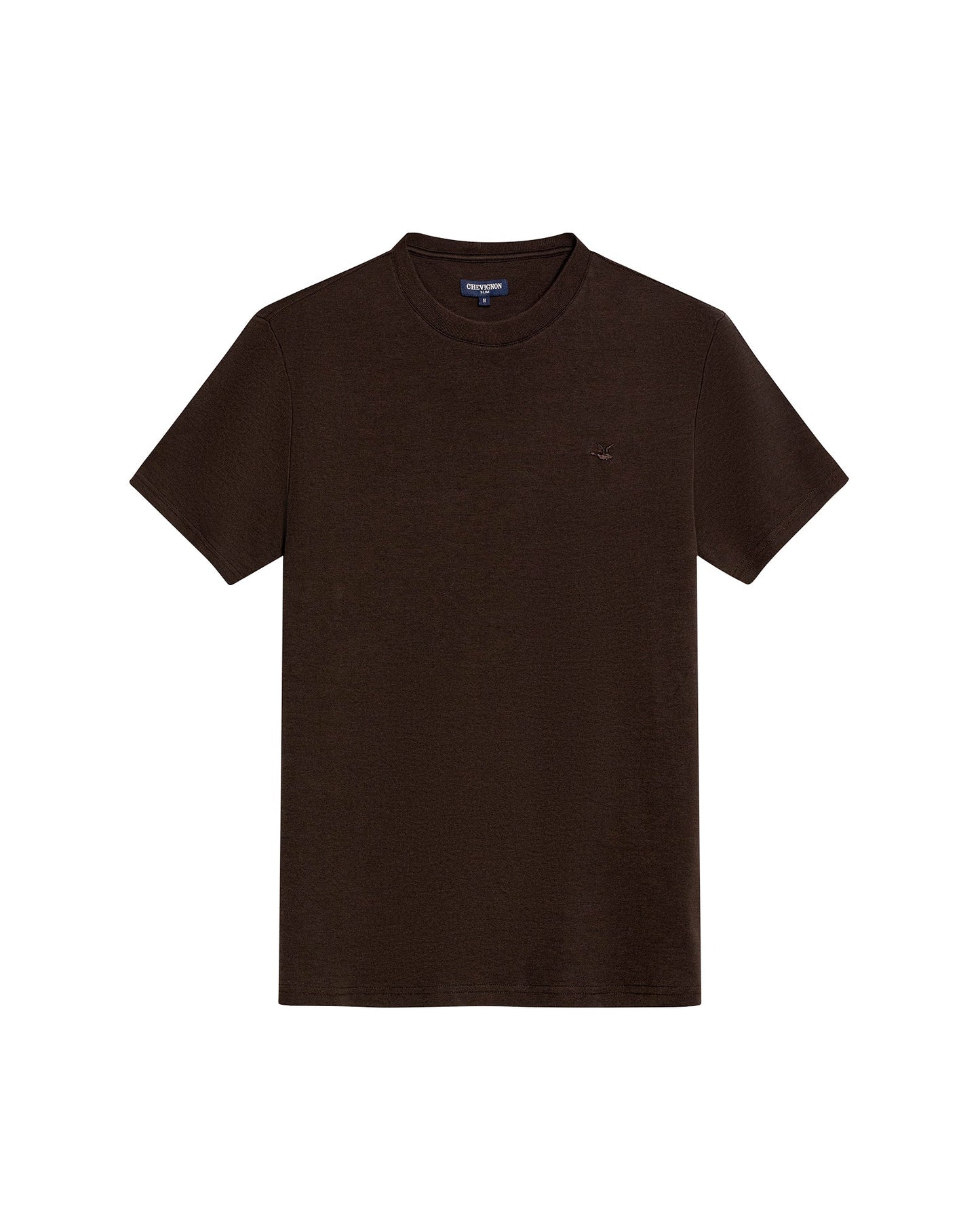 Men's T-Shirt Slim Fit Short Sleeve Cotton Jersey Double Knit Superior Durability Tone on Tone Duck Minimalist - Brown