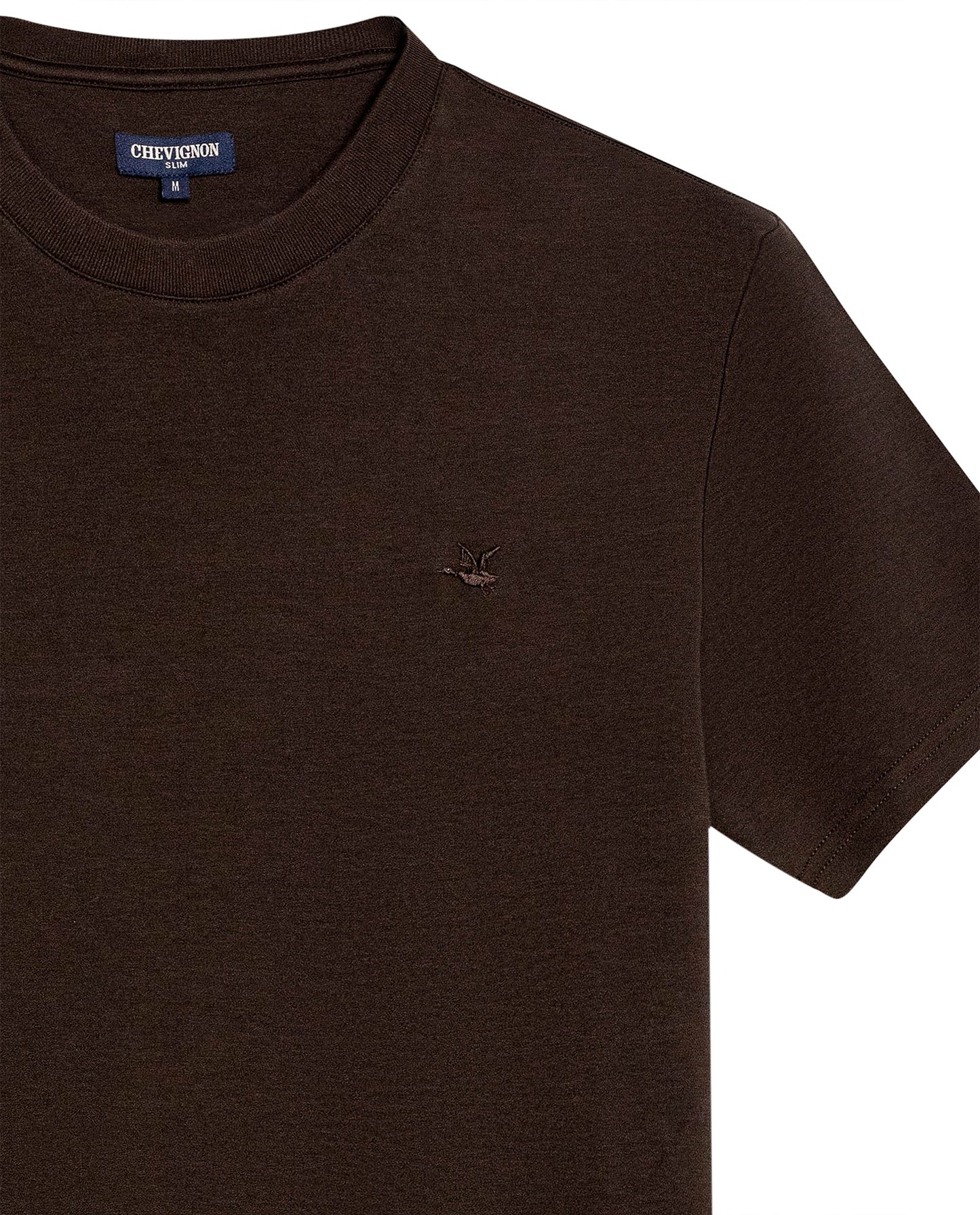 Men's T-Shirt Slim Fit Short Sleeve Cotton Jersey Double Knit Superior Durability Tone on Tone Duck Minimalist - Brown