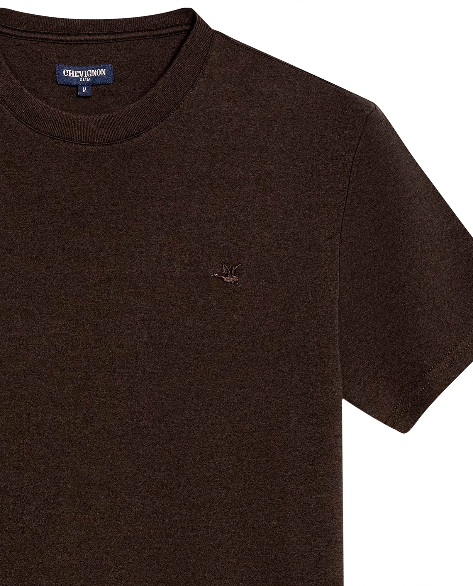 Men's T-Shirt Slim Fit Short Sleeve Cotton Jersey Double Knit Superior Durability Tone on Tone Duck Minimalist - Brown