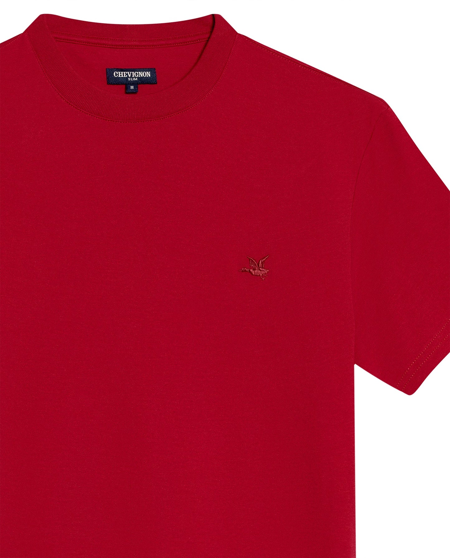 Men's T-Shirt Slim Fit Short Sleeve Cotton Jersey Double Knit Superior Durability Tone on Tone Duck Minimalist - Red