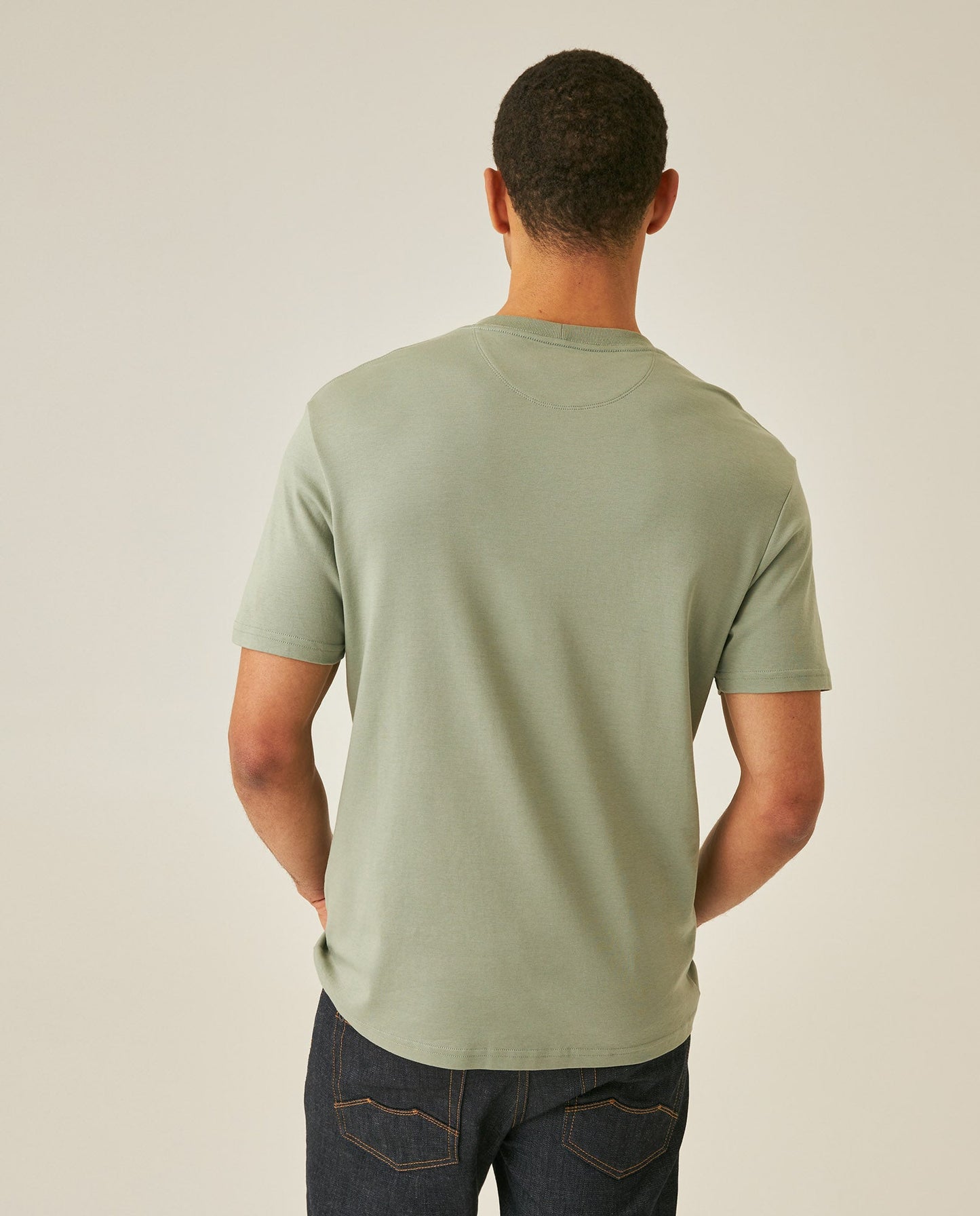 Men's T-Shirt Slim Fit Short Sleeve Cotton Jersey Double Knit Superior Durability Tone on Tone Duck Minimalist - Green