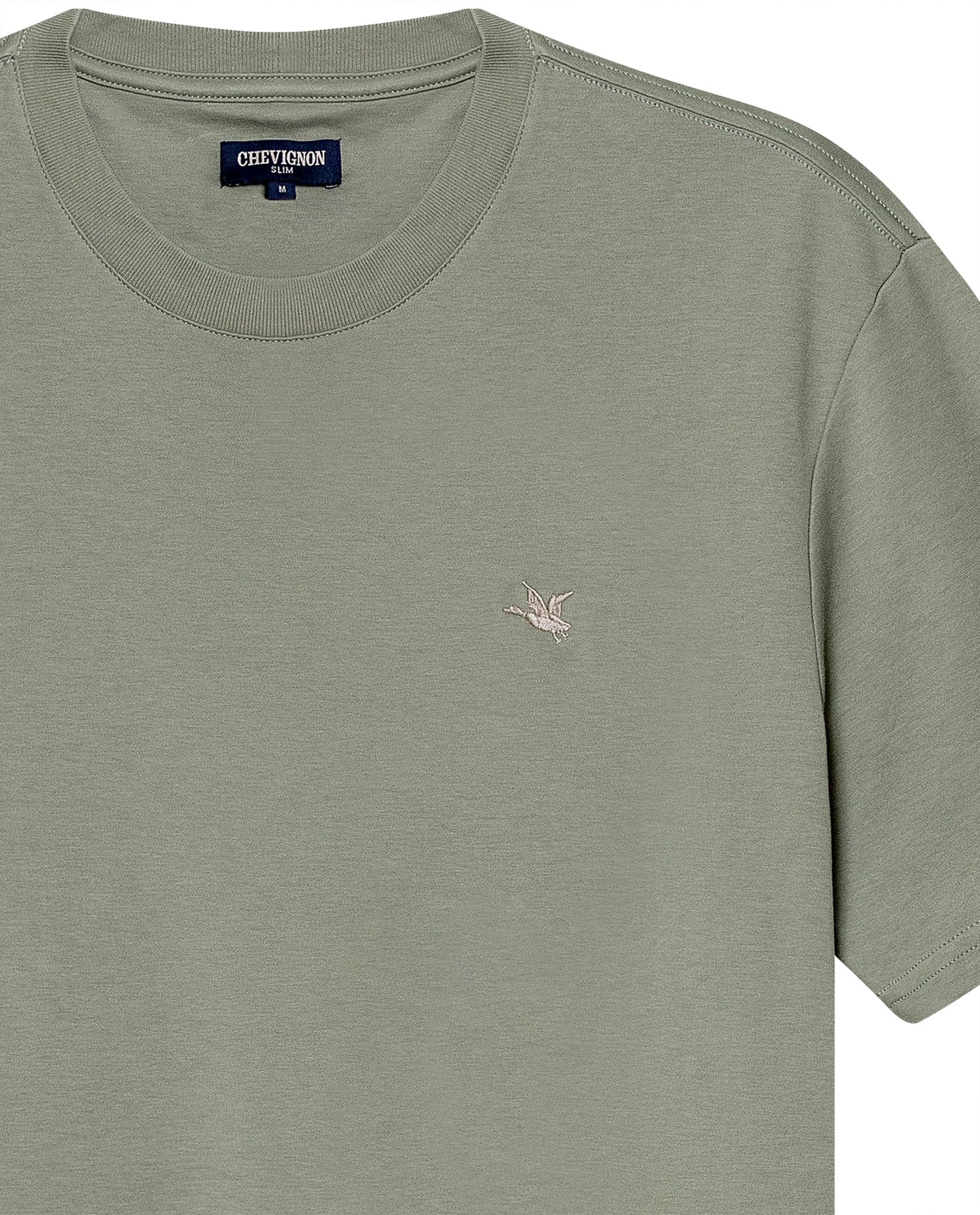 Men's T-Shirt Slim Fit Short Sleeve Cotton Jersey Double Knit Superior Durability Tone on Tone Duck Minimalist - Green