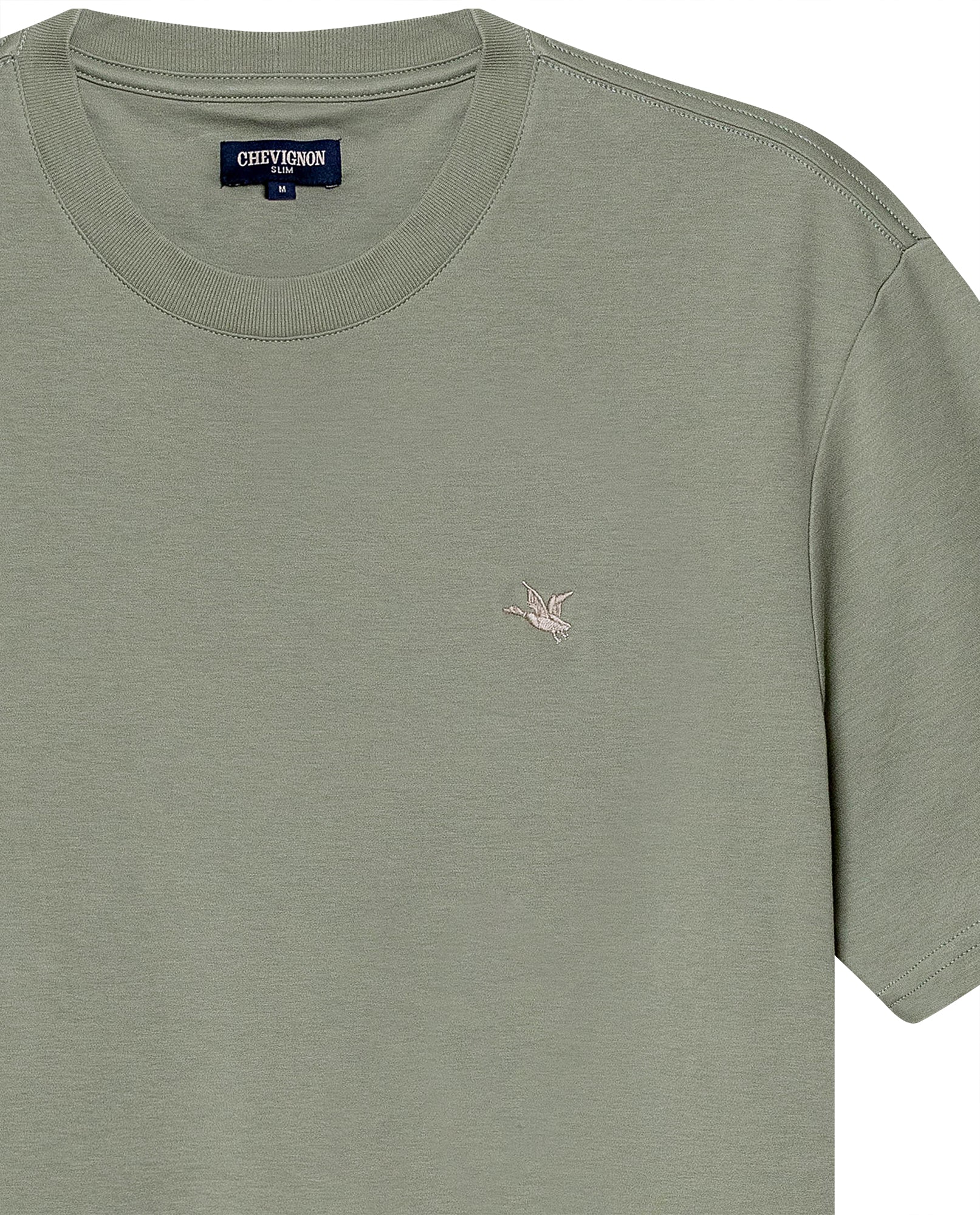 Men's T-Shirt Slim Fit Short Sleeve Cotton Jersey Double Knit Superior Durability Tone on Tone Duck Minimalist - Green