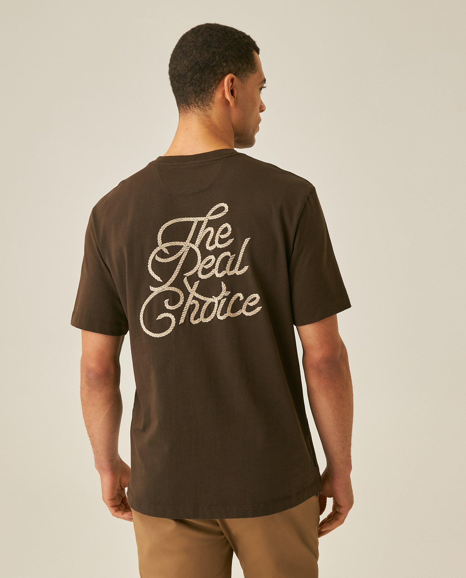 Men's Rodeo T-Shirt Classic Fit Short Sleeve Artisan Embroidery - Brown