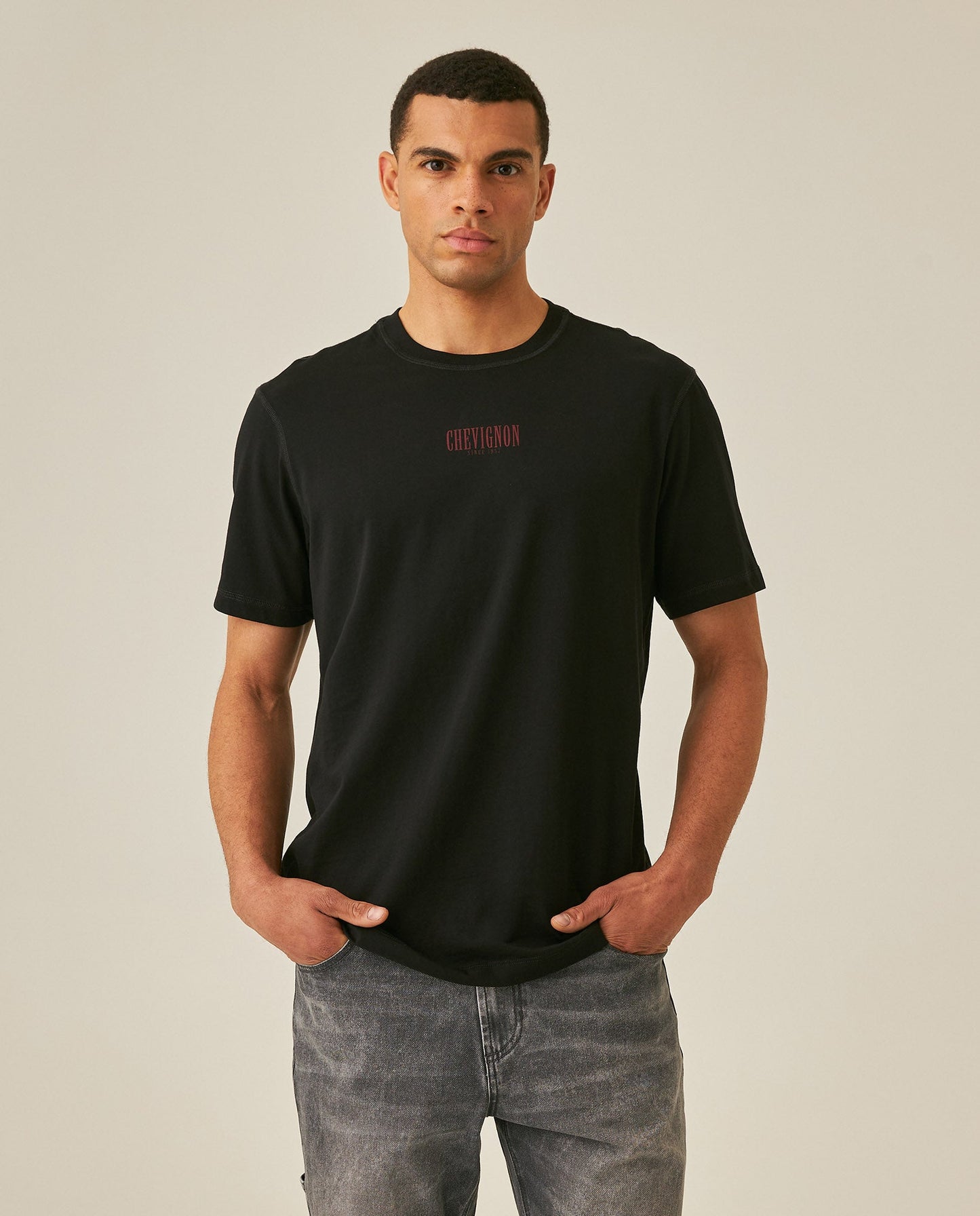 Men's Rodeo T-Shirt Classic Fit Short Sleeve Cotton Jersey Toscana Medium Weight Decorative Seams - Black
