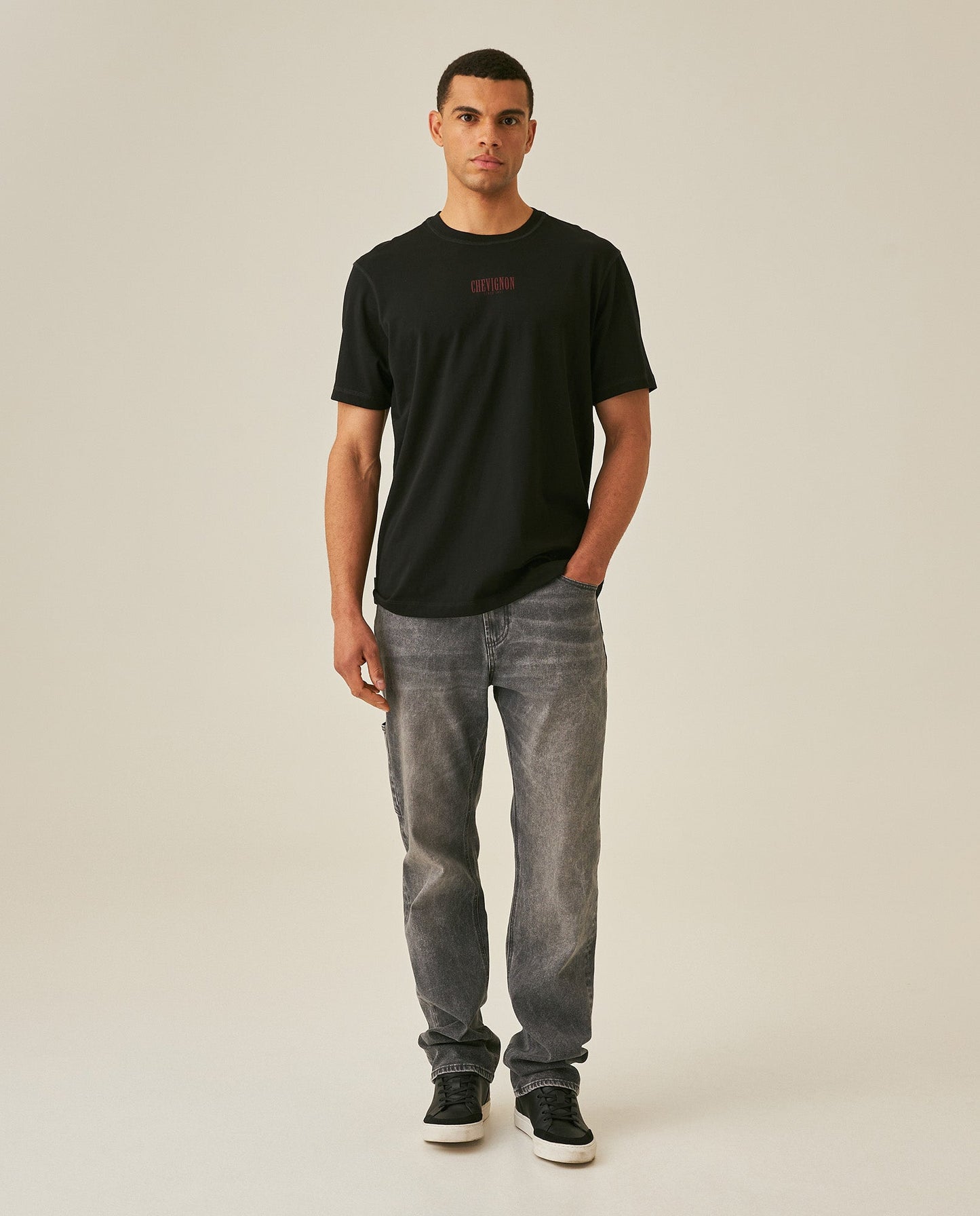 Men's Rodeo T-Shirt Classic Fit Short Sleeve Cotton Jersey Toscana Medium Weight Decorative Seams - Black