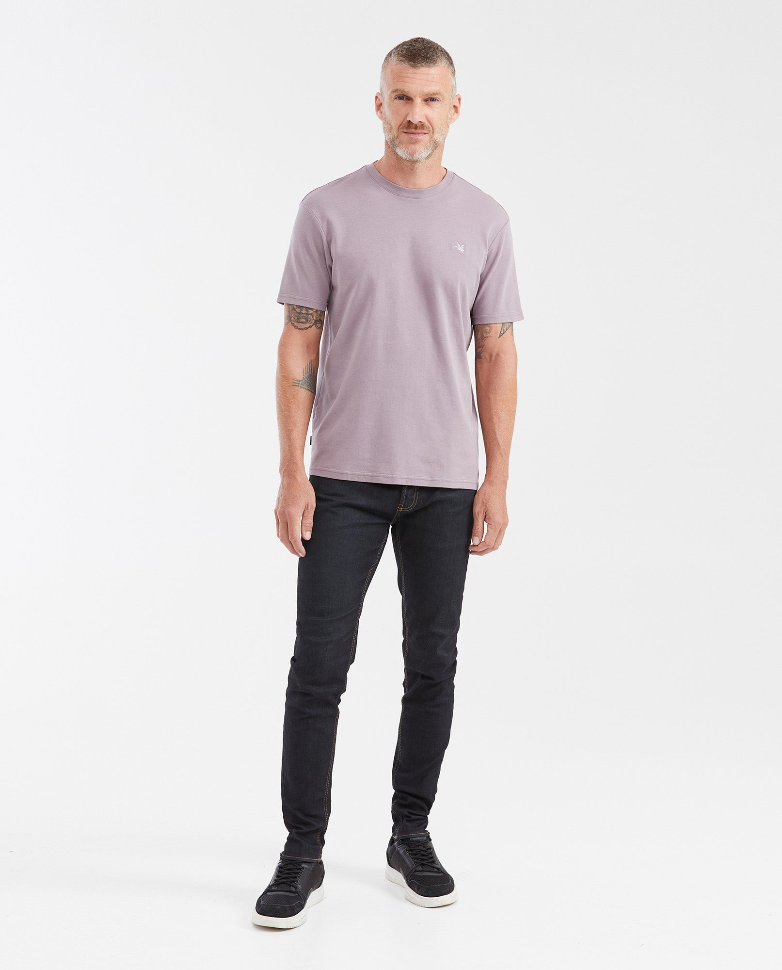 Men's Slim Fit T-Shirt Round Neck in Double Knit Cotton - Purple