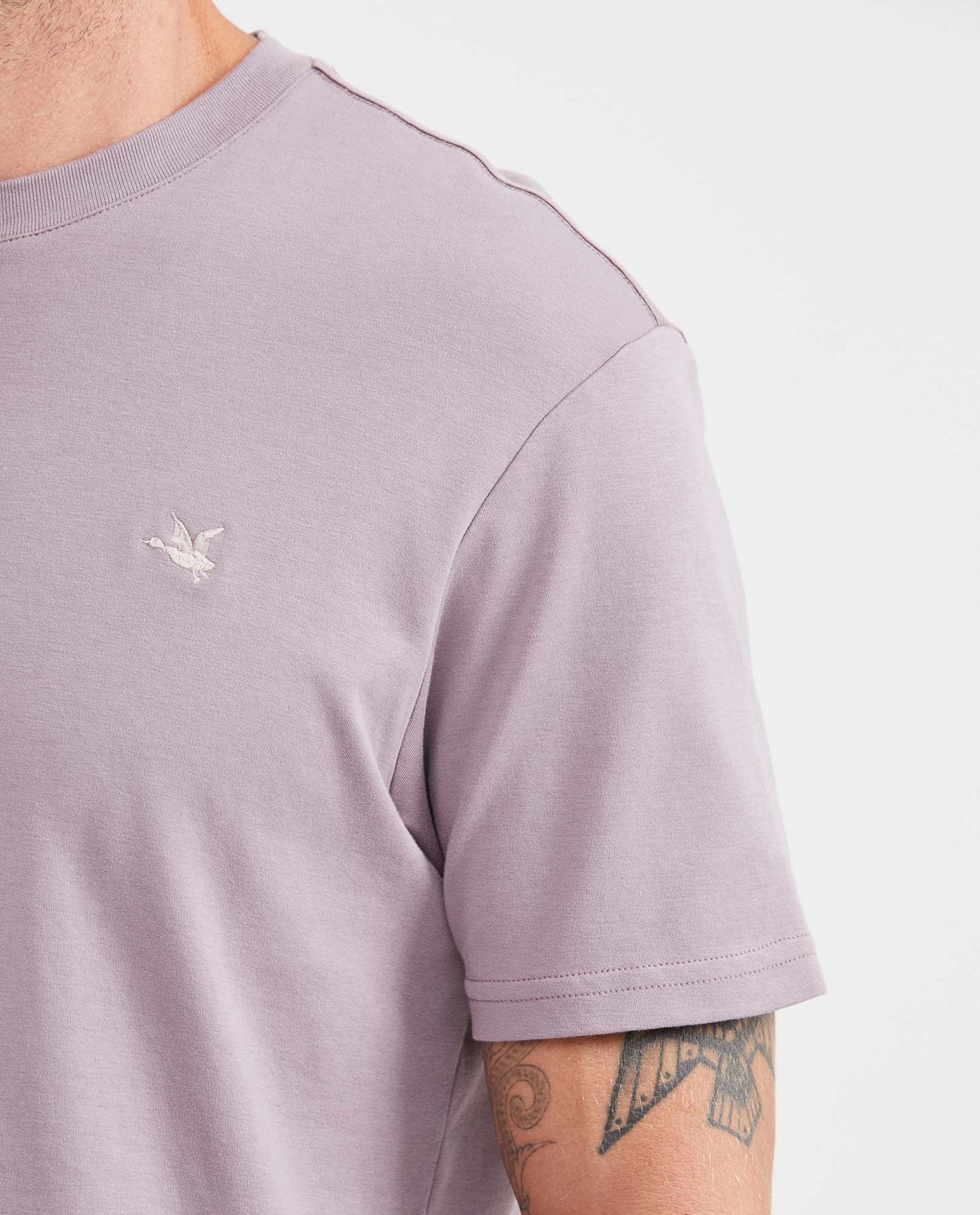 Men's Slim Fit T-Shirt Round Neck in Double Knit Cotton - Purple