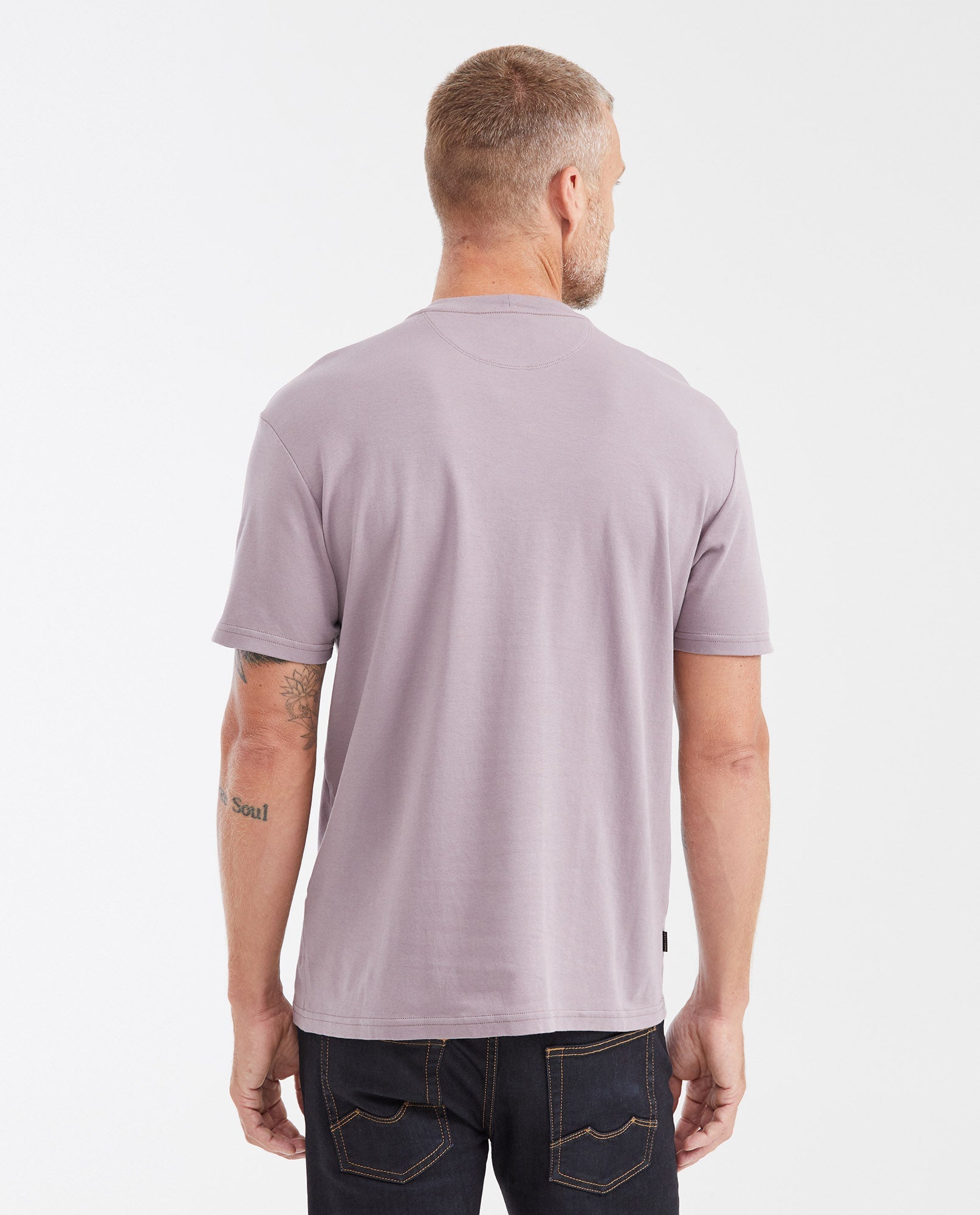 Men's Slim Fit T-Shirt Round Neck in Double Knit Cotton - Purple
