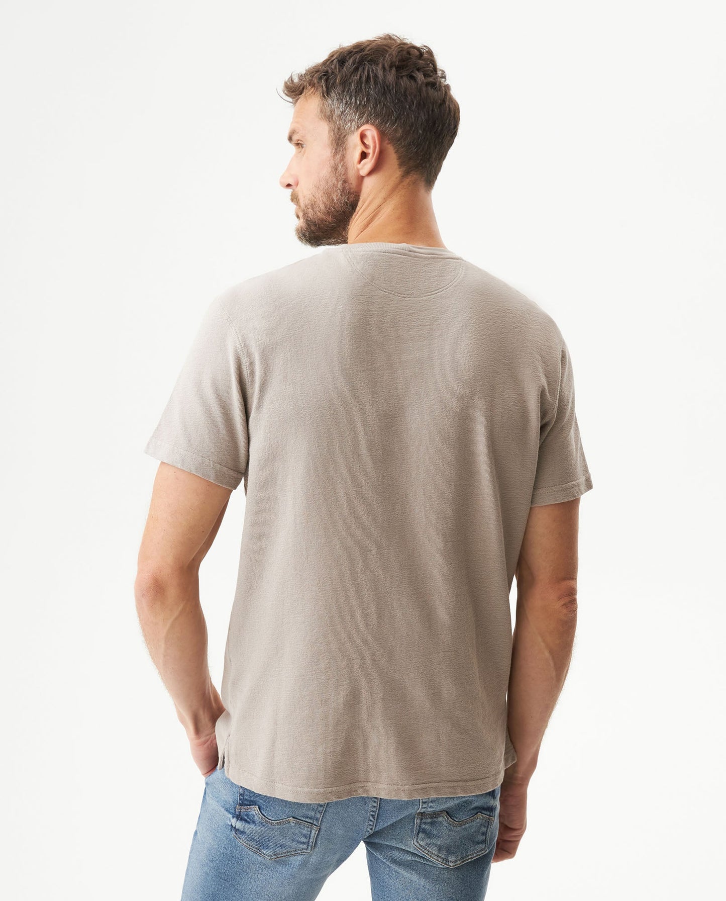 Men's Slim Fit Textured T-shirt in Cotton Seafarer
