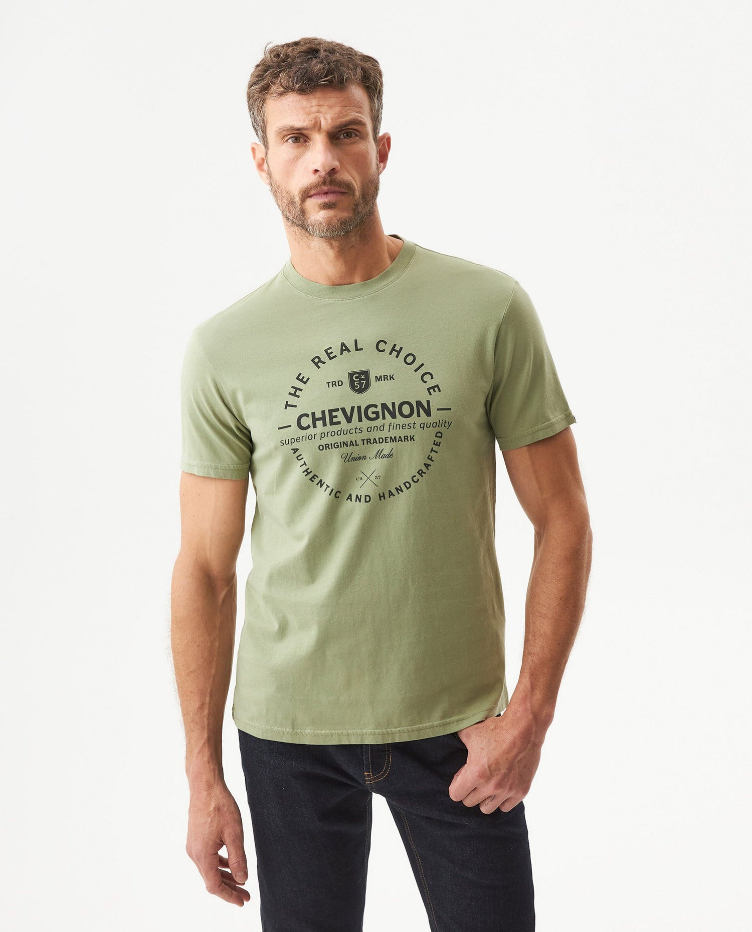 Men's Slim Fit Short Sleeve T-shirt in Cotton Festive