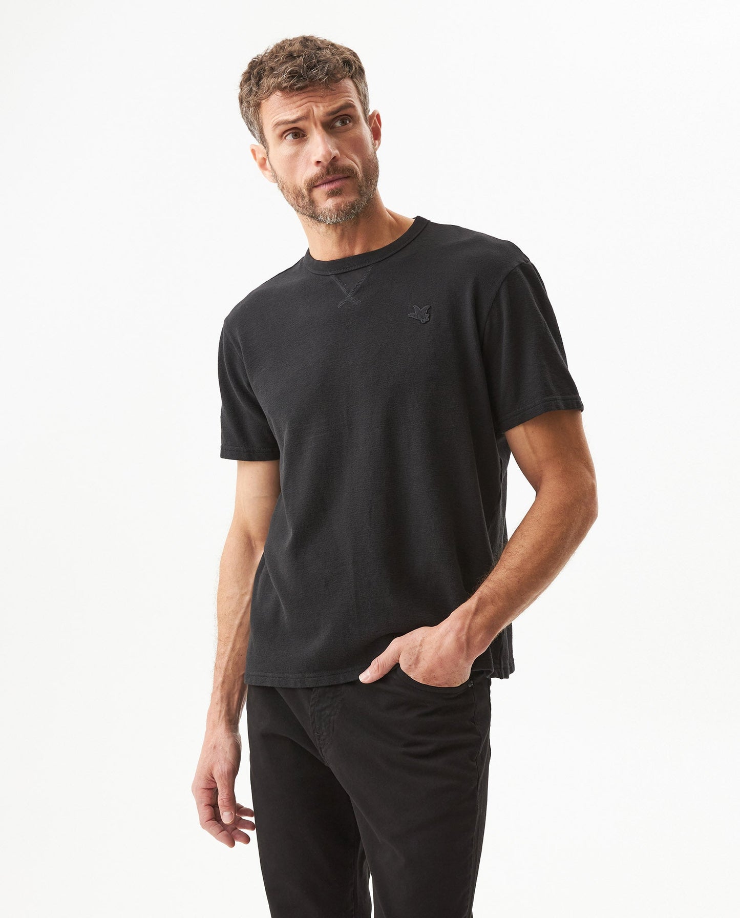 Men's V-Neck Slim Fit T-shirt in Cotton-Polyester Blend Lighthouse